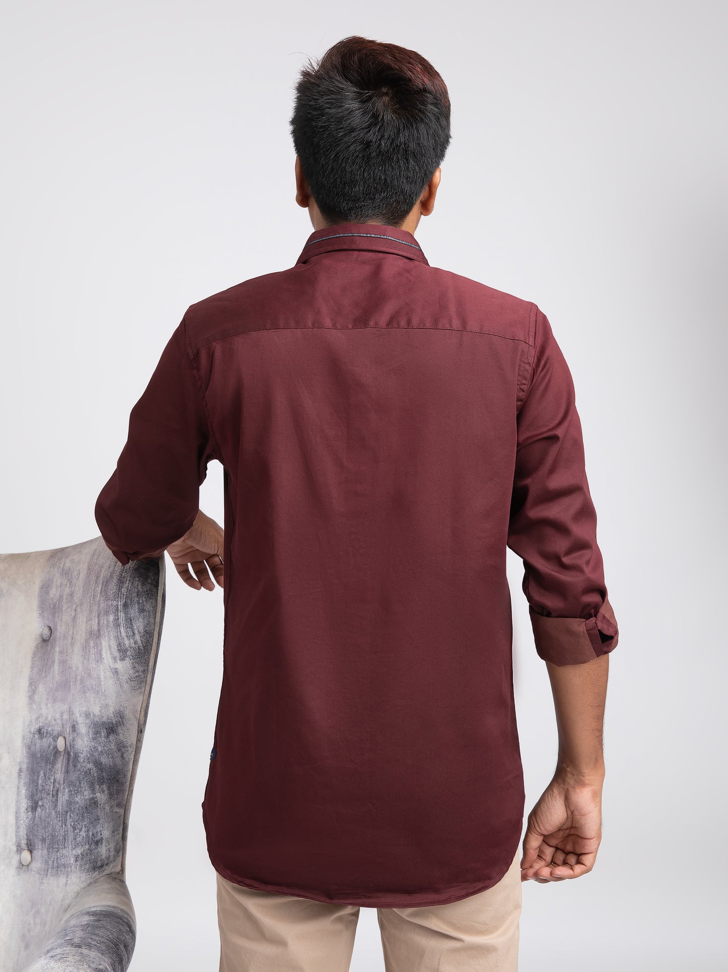 Maroon 2-way stretch plain shirt