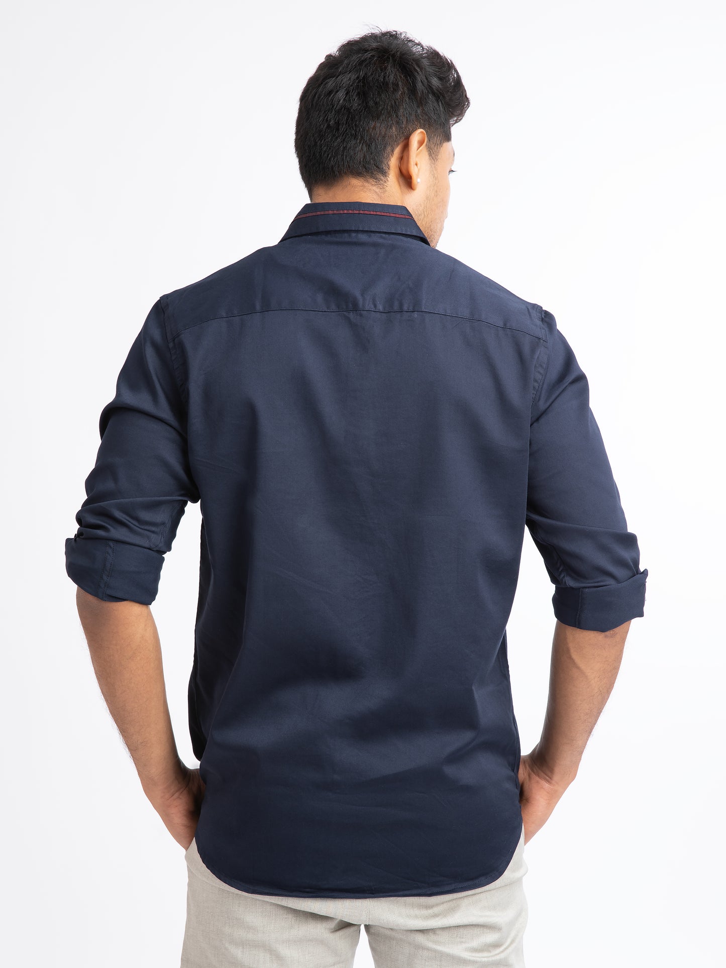 Navy 2-way stretch shirt