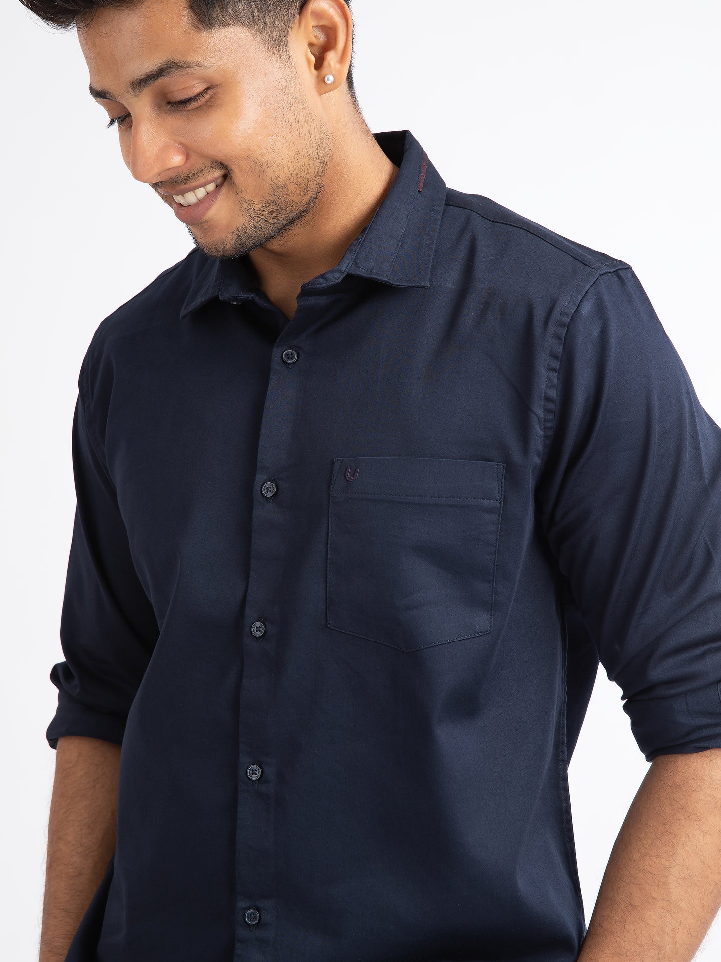 Navy 2-way stretch shirt