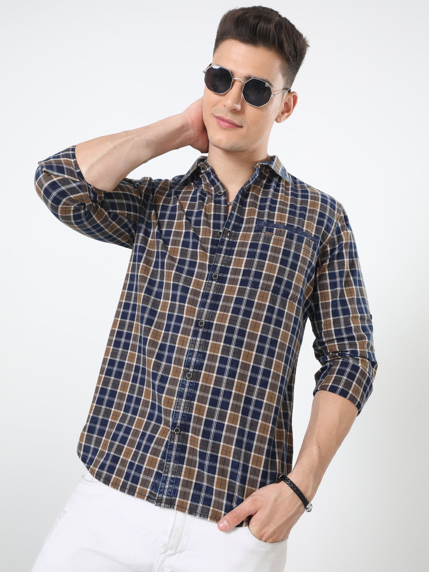 Brown Full Sleeve Checked Shirt