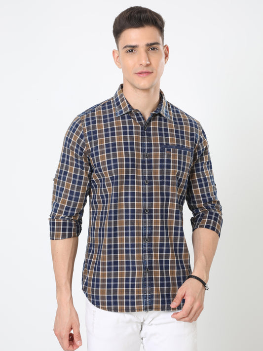 Brown Full Sleeve Checked Shirt