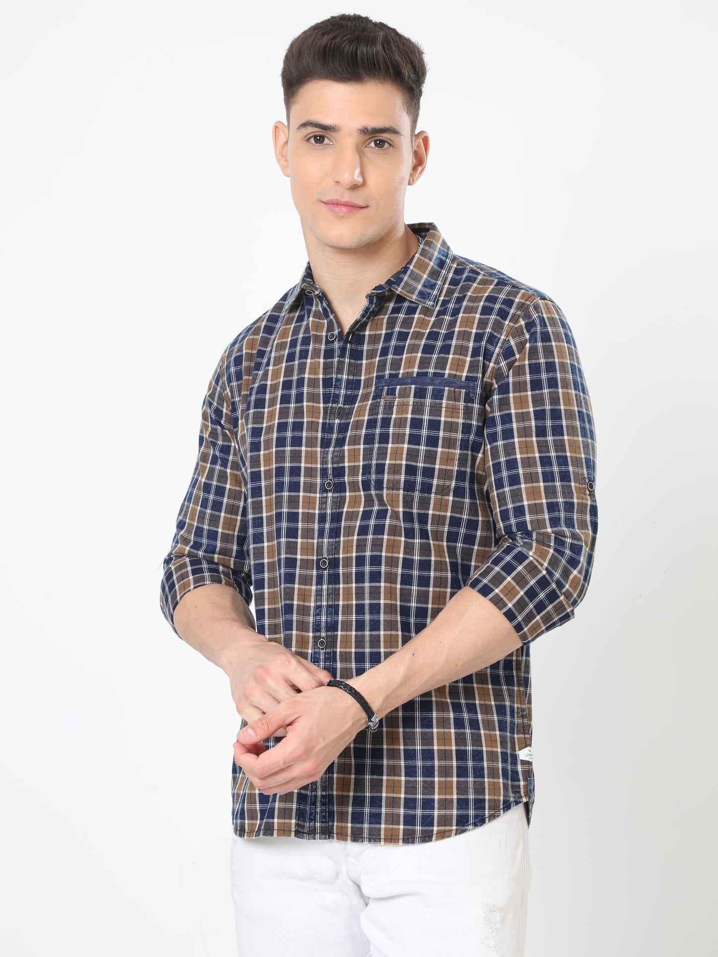 Brown Full Sleeve Checked Shirt