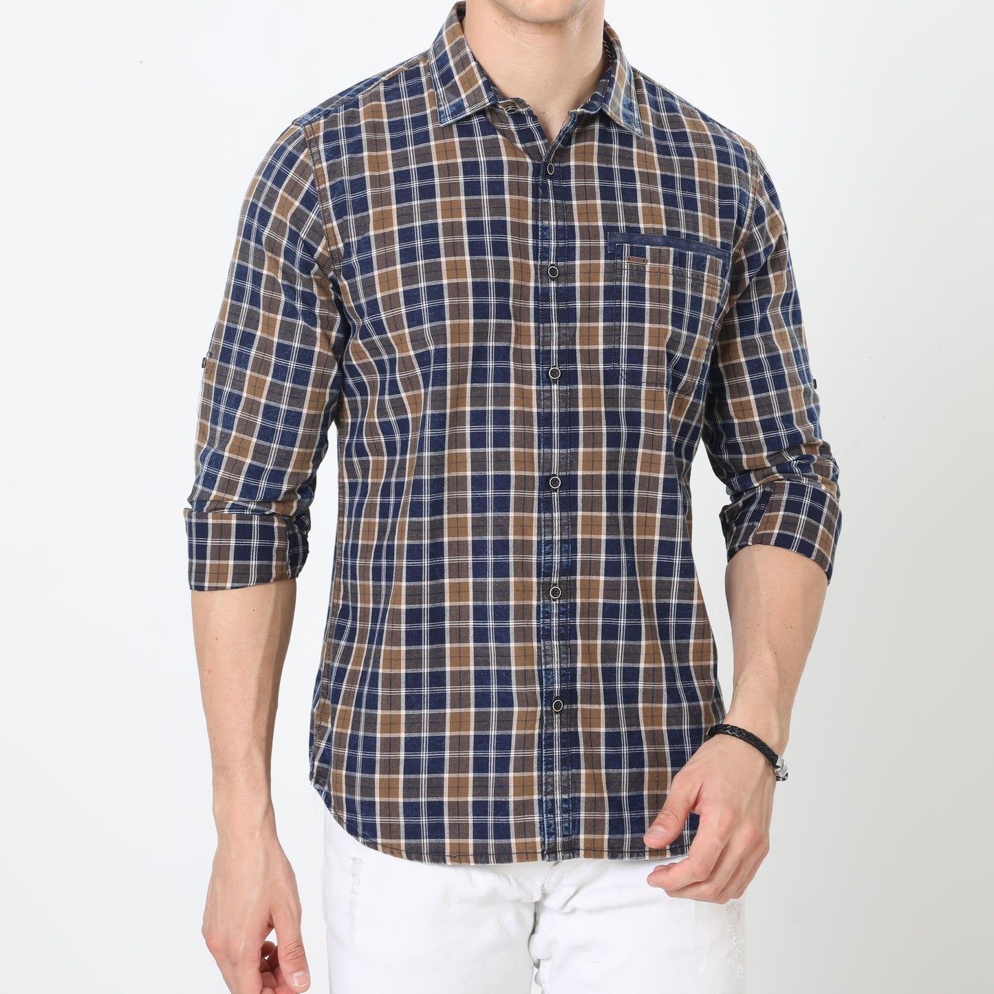 Brown Full Sleeve Checked Shirt