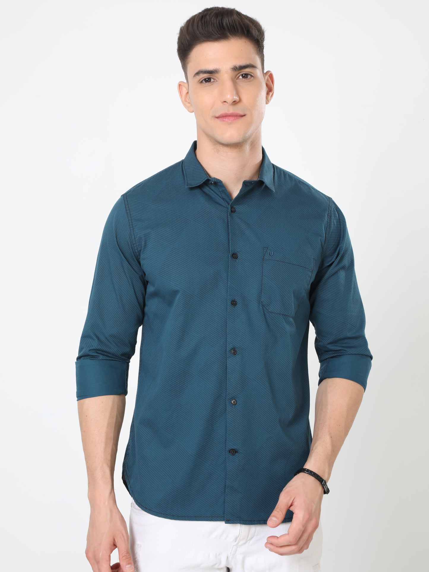 Aqua Blue Full Sleeve Plain Shirt