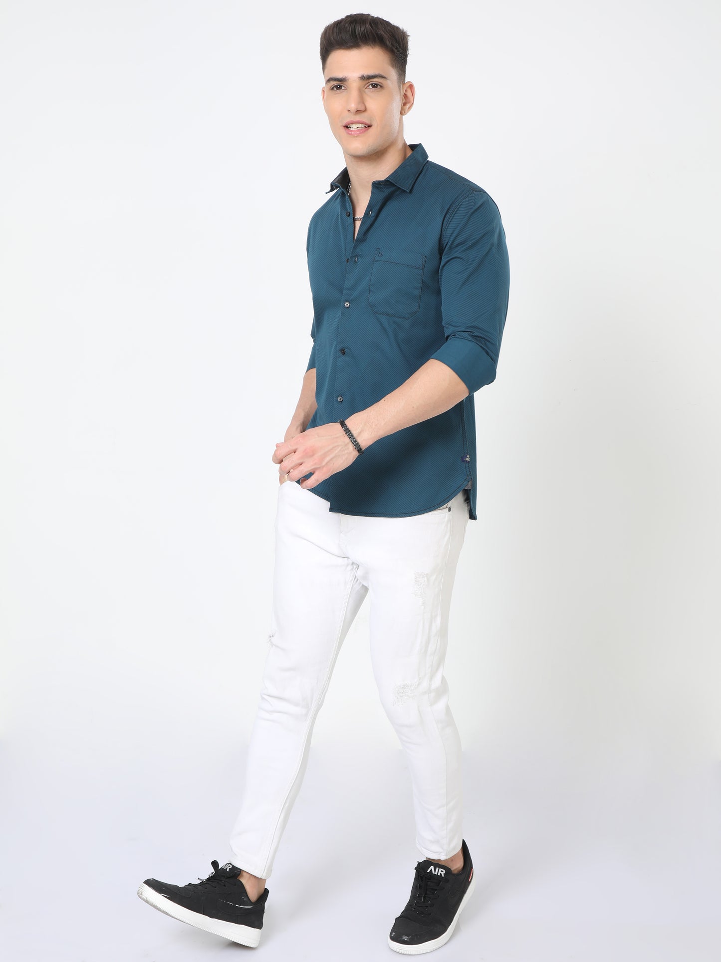 Aqua Blue Full Sleeve Plain Shirt