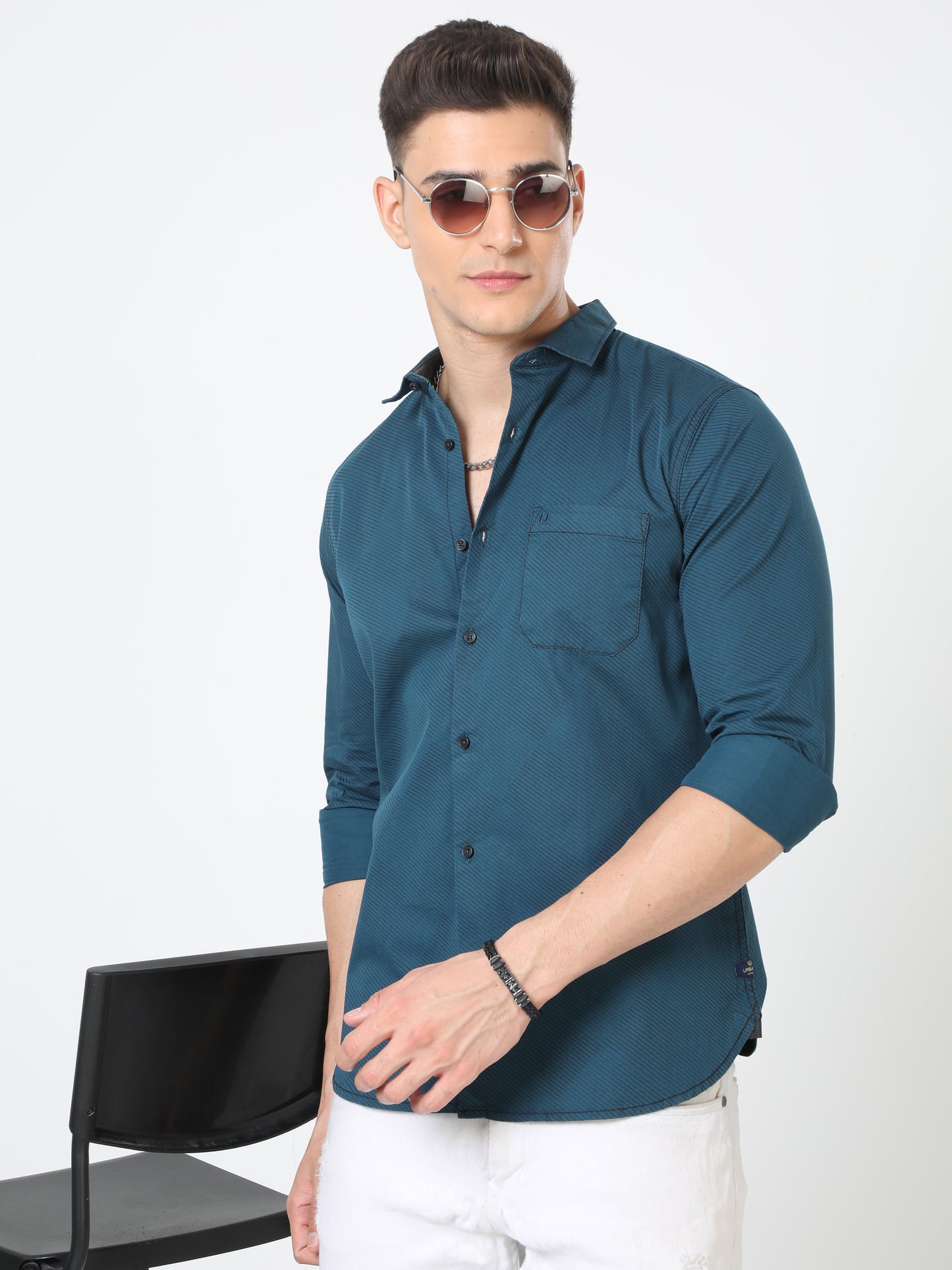 Aqua Blue Full Sleeve Plain Shirt