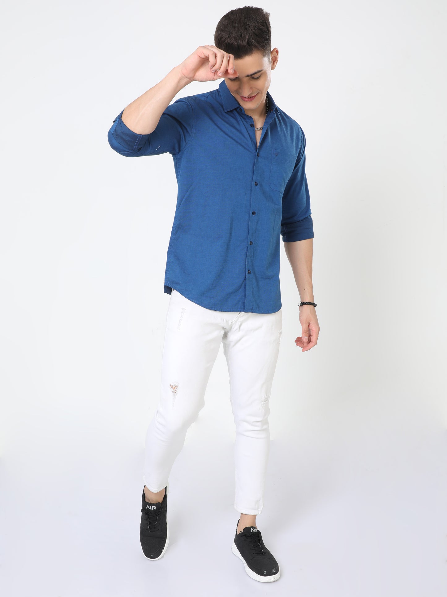 Blue Full Sleeve Plain Shirt