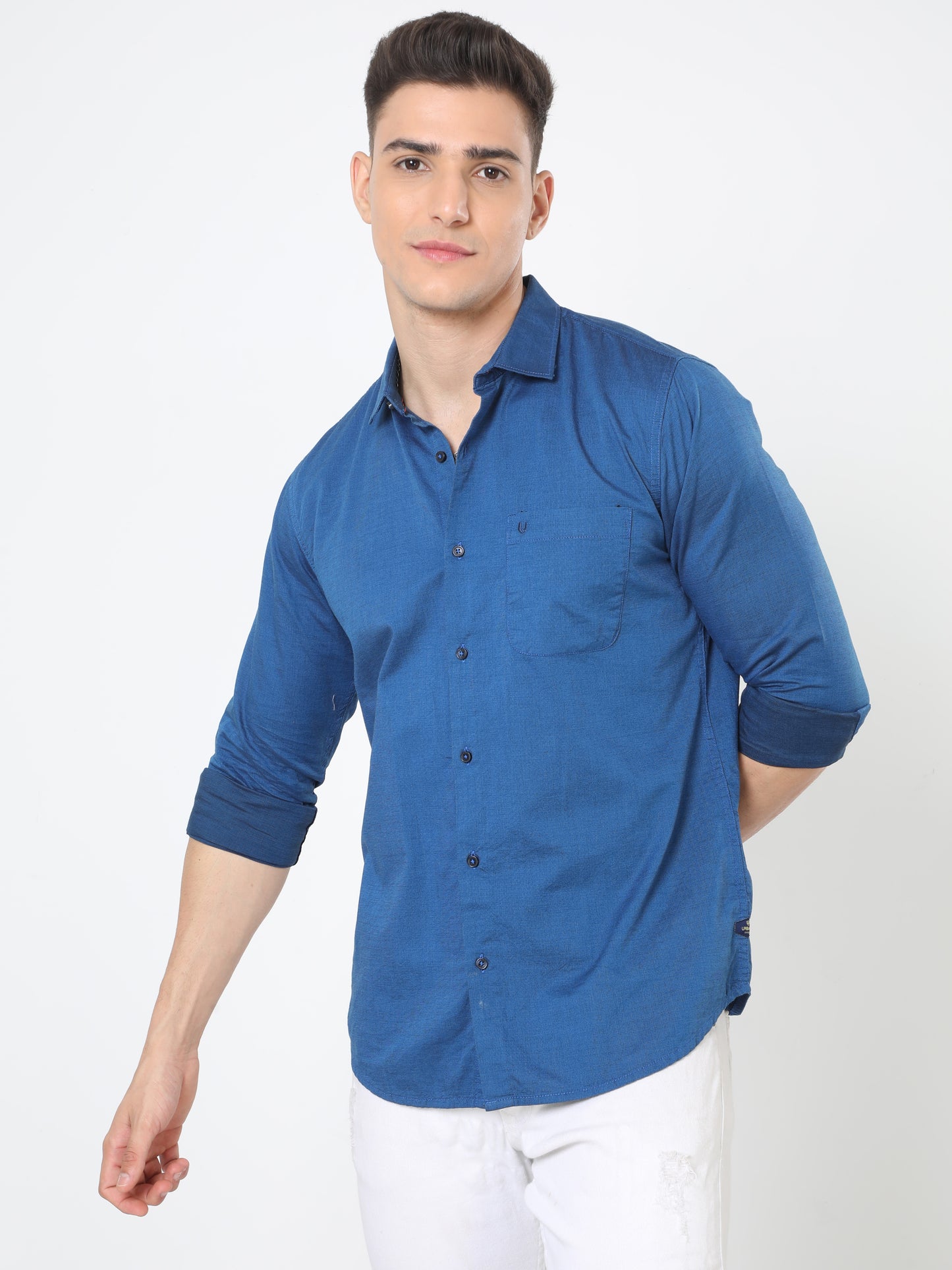 Blue Full Sleeve Plain Shirt