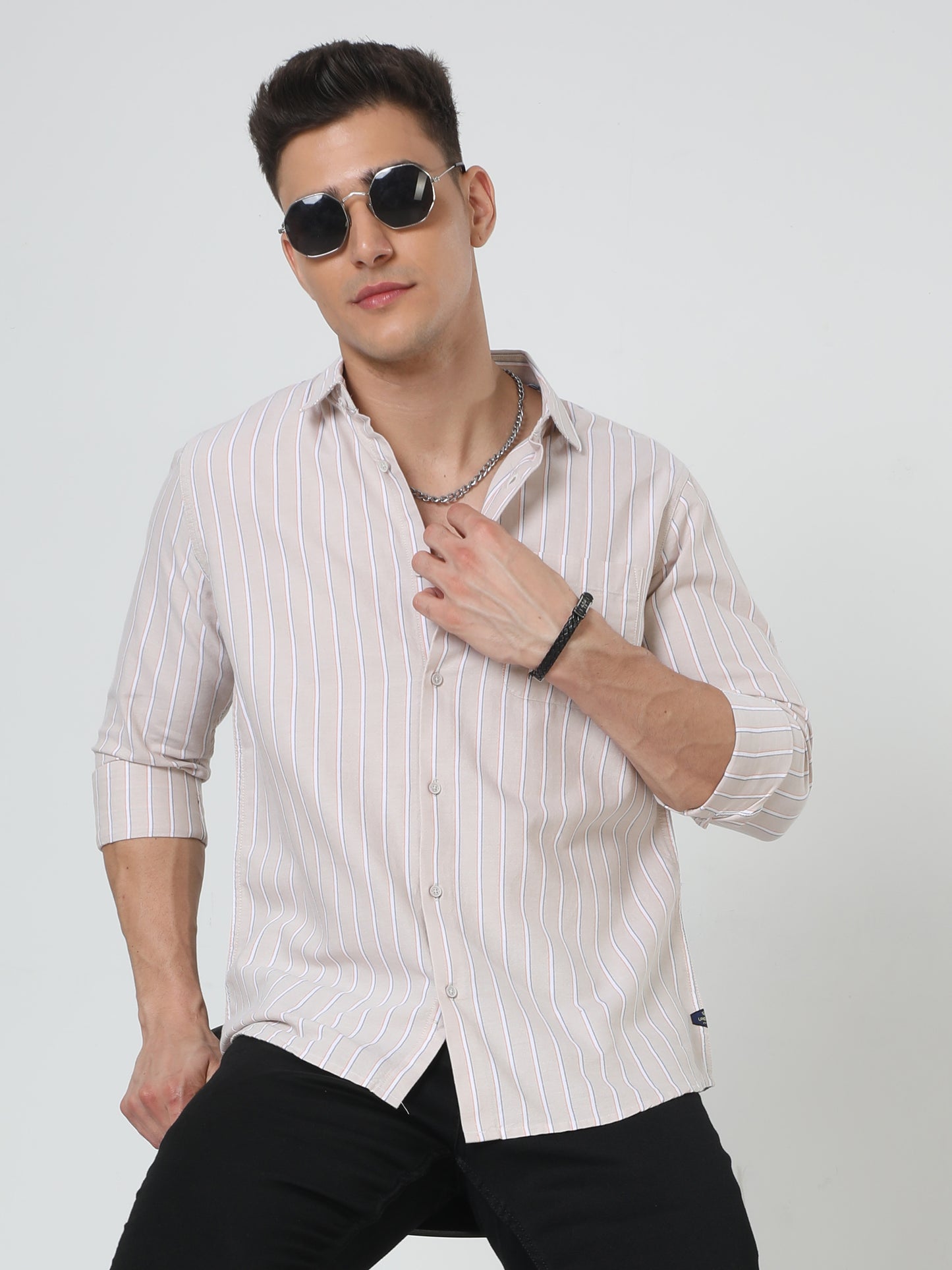 Beige striper Full Sleeve Shirt