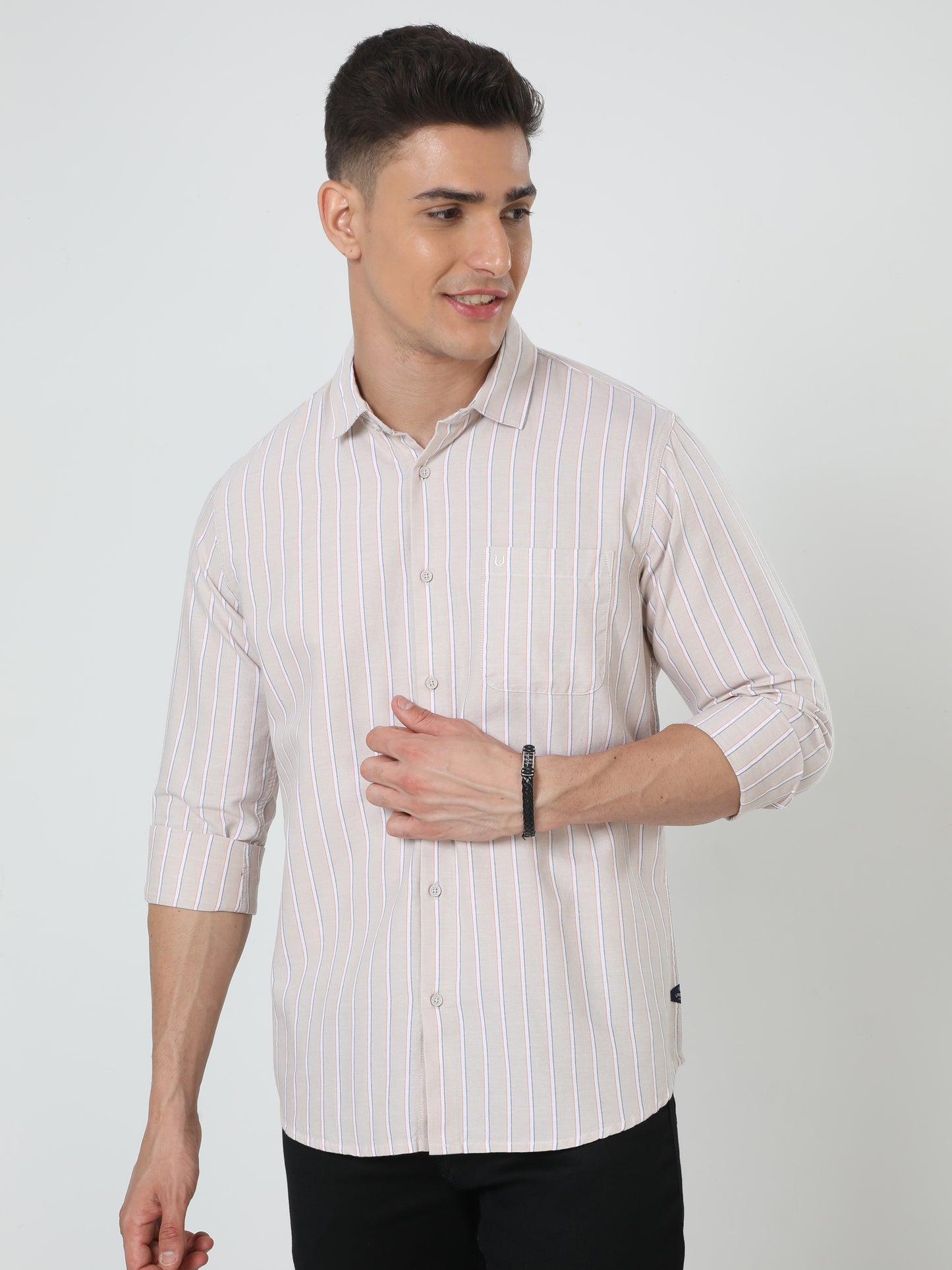 Beige striper Full Sleeve Shirt