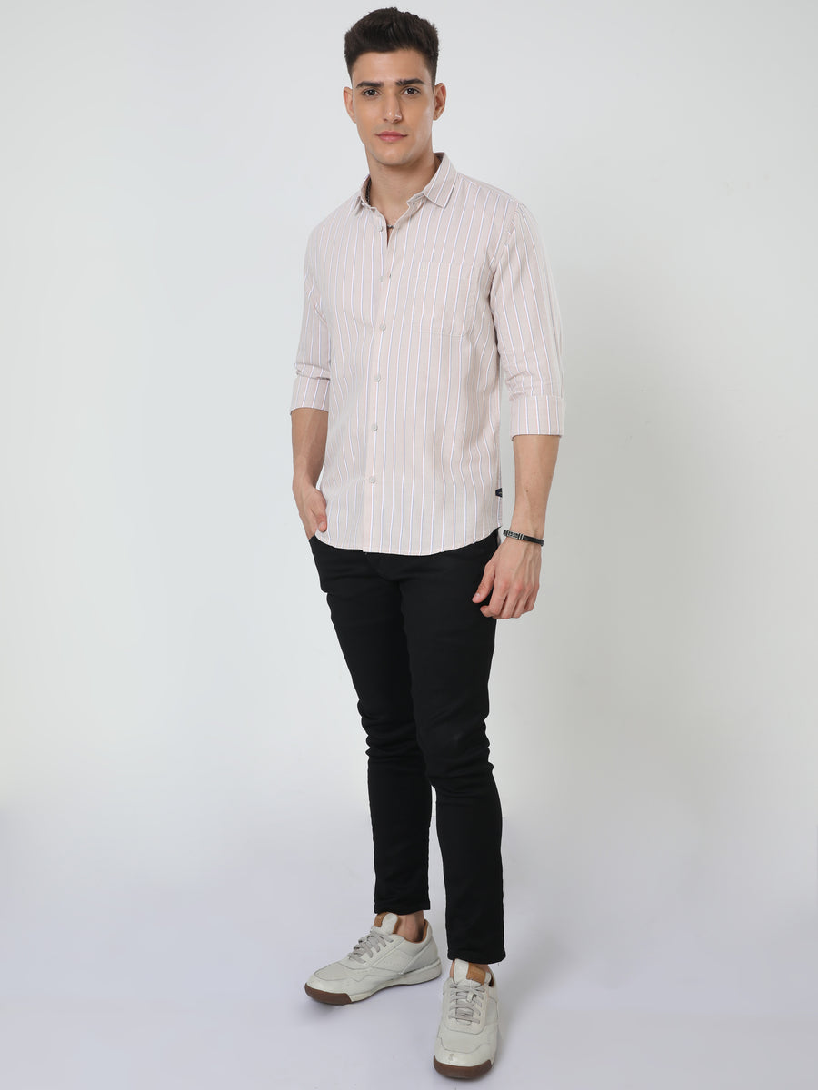 Beige striper Full Sleeve Shirt