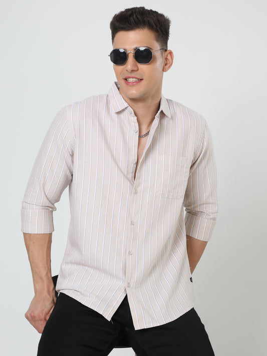 Beige striper Full Sleeve Shirt