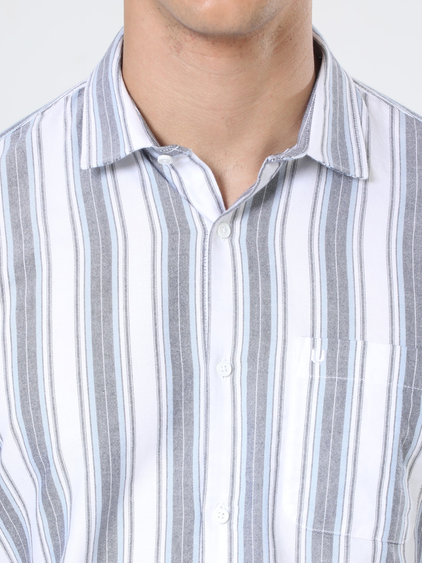 Urbaro Blue Striped Shirt For Men