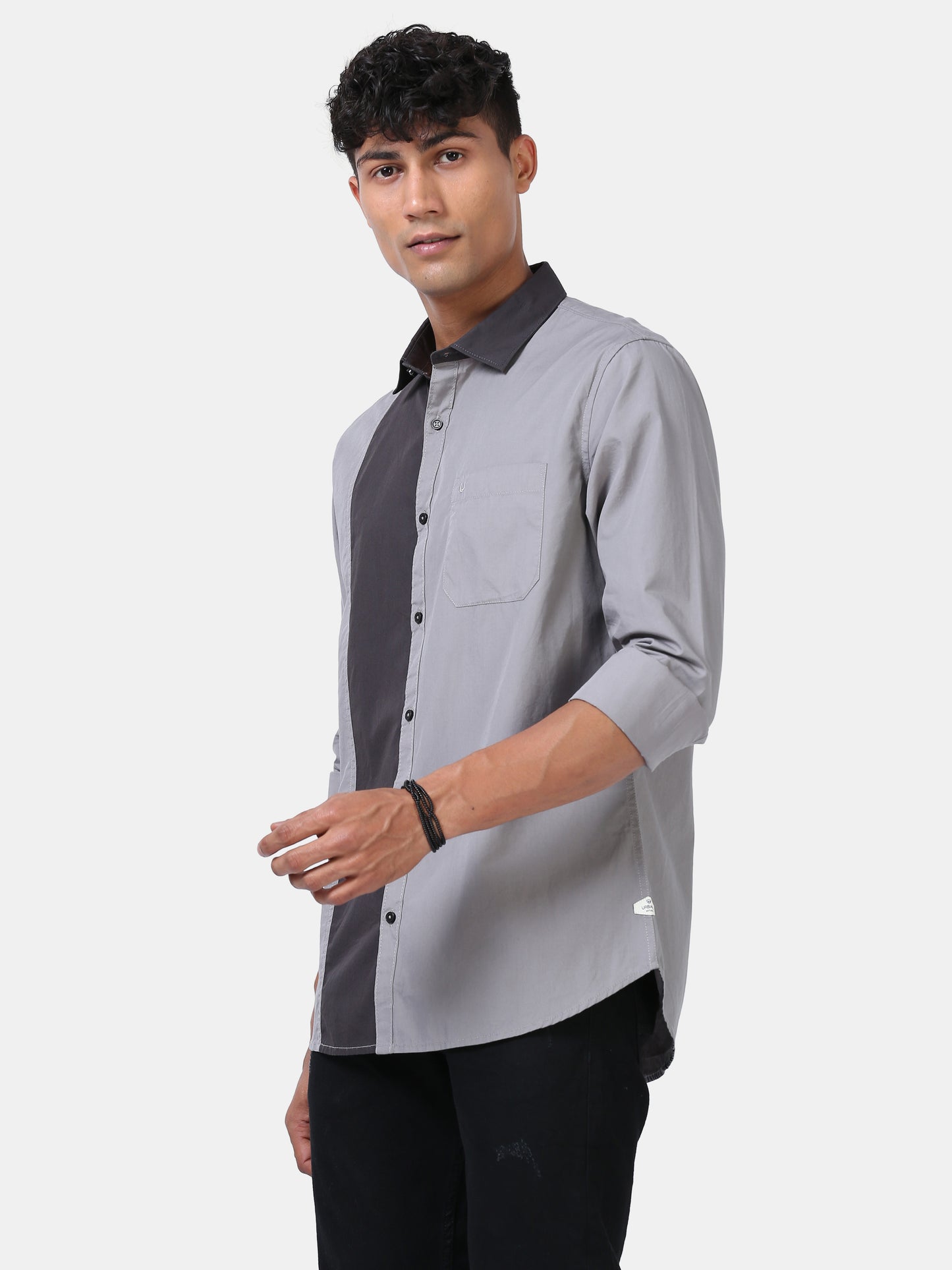 Effortless Statement color block shirt-Grey