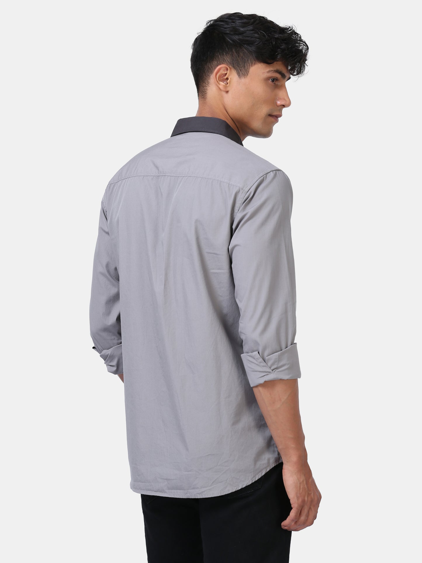 Effortless Statement color block shirt-Grey