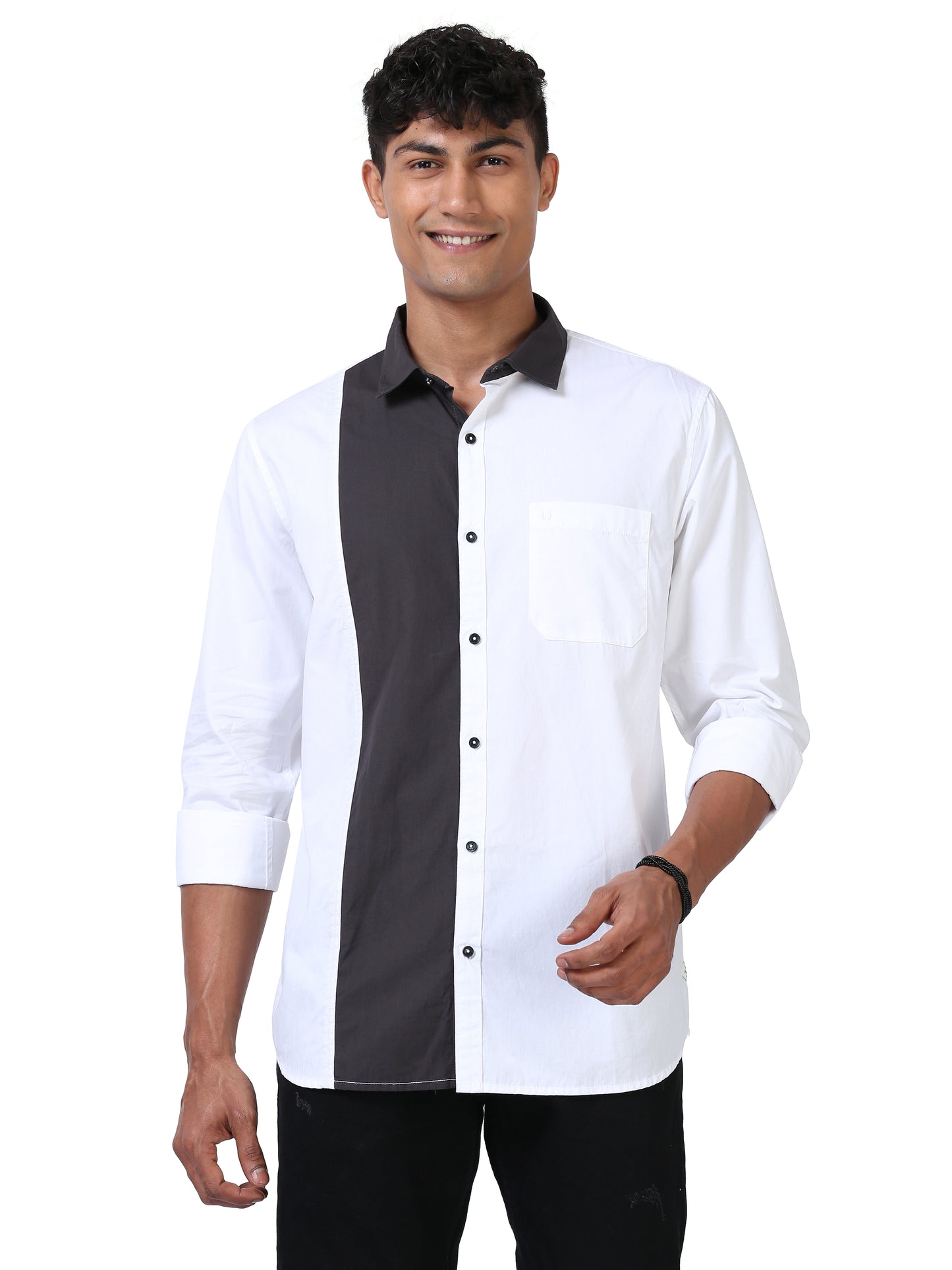 Effortless Statement color block shirt-White