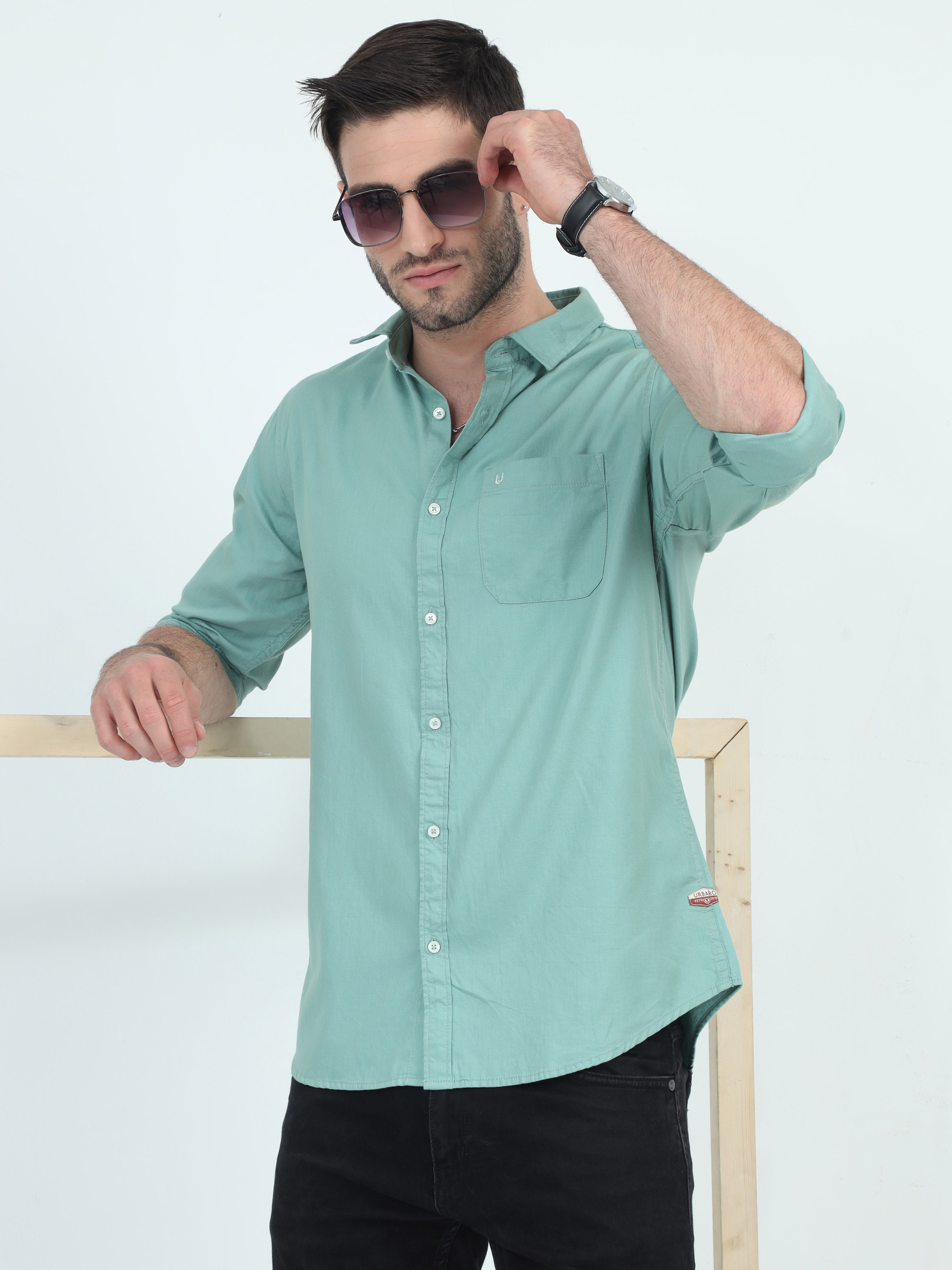 Pure Simplicity Solid Green Shirt â URBARO