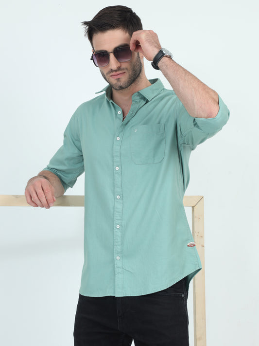 Pure Simplicity Solid Green Shirt