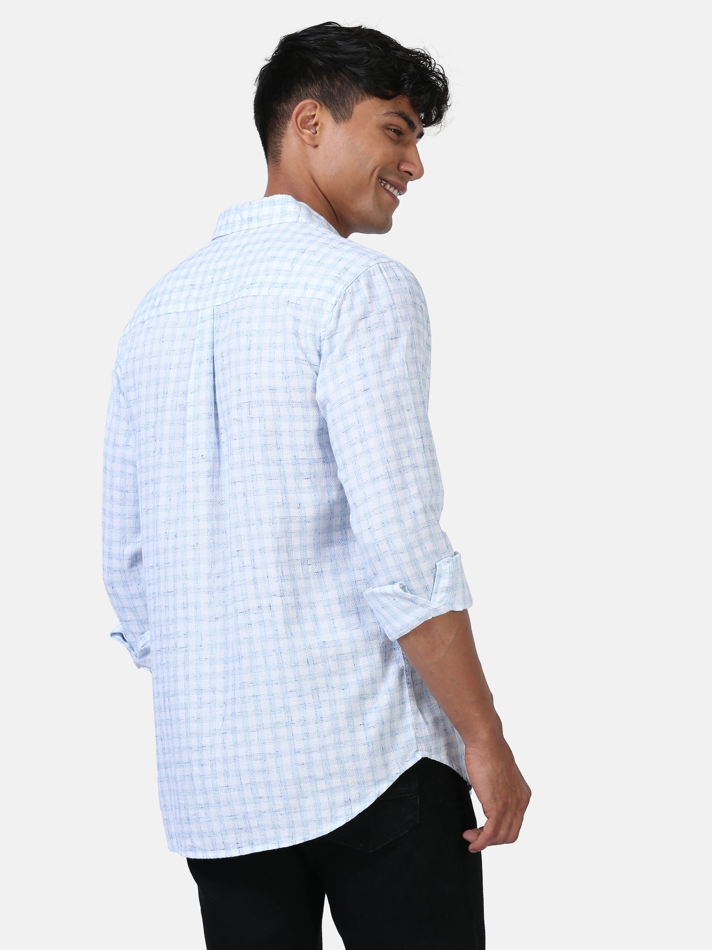 Geometric Dobby Blue Shirt