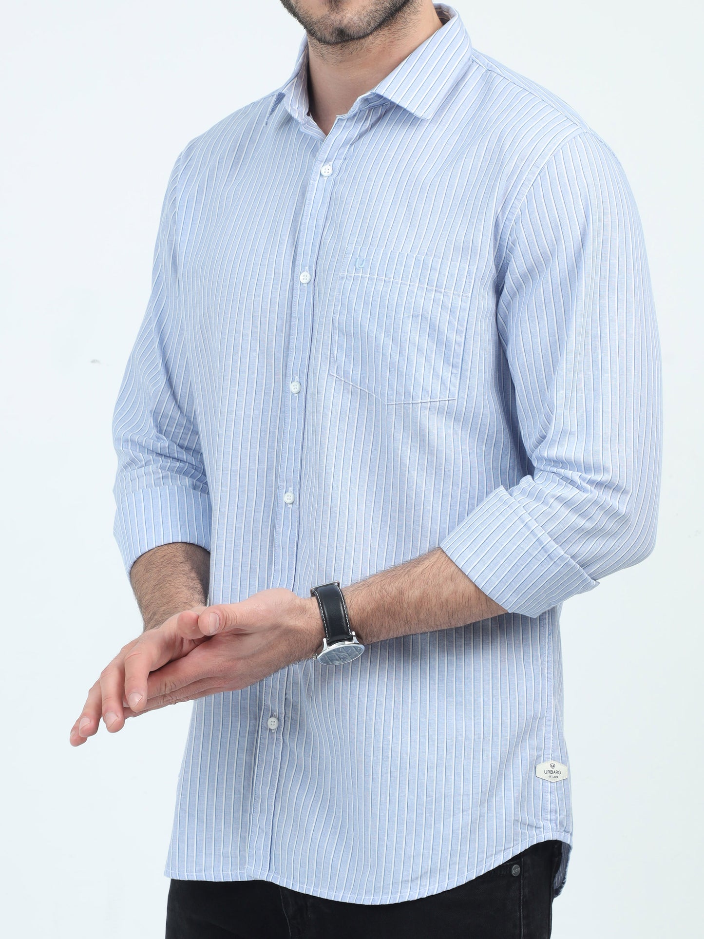 Urbaro Edge Slim Blue Stripe Shirt