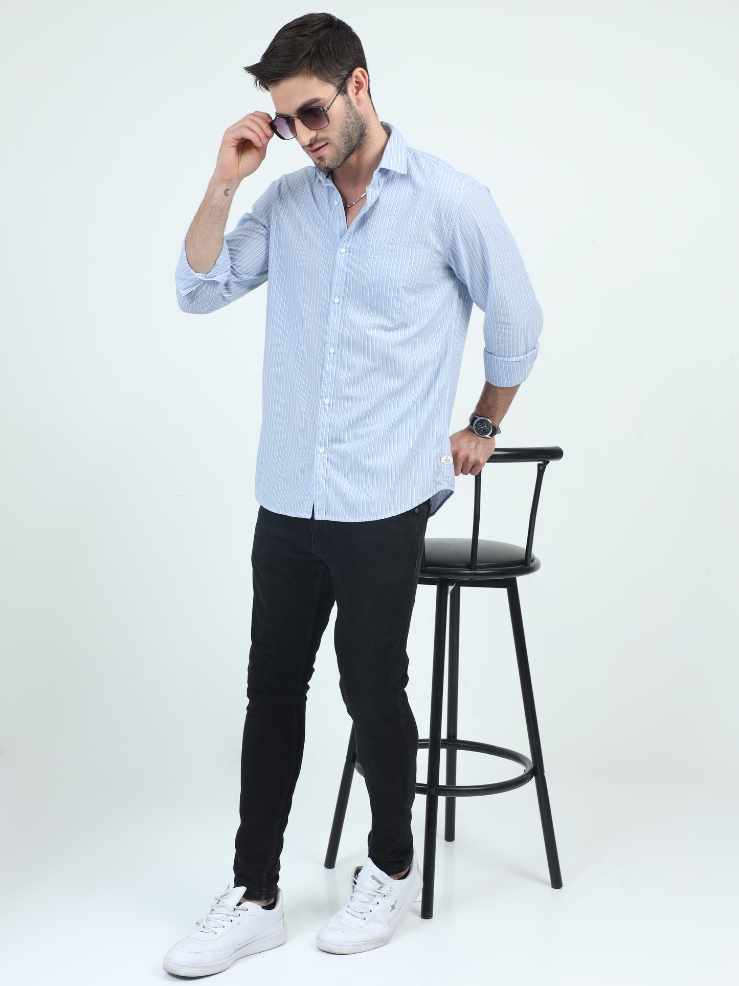 Urbaro Edge Slim Blue Stripe Shirt