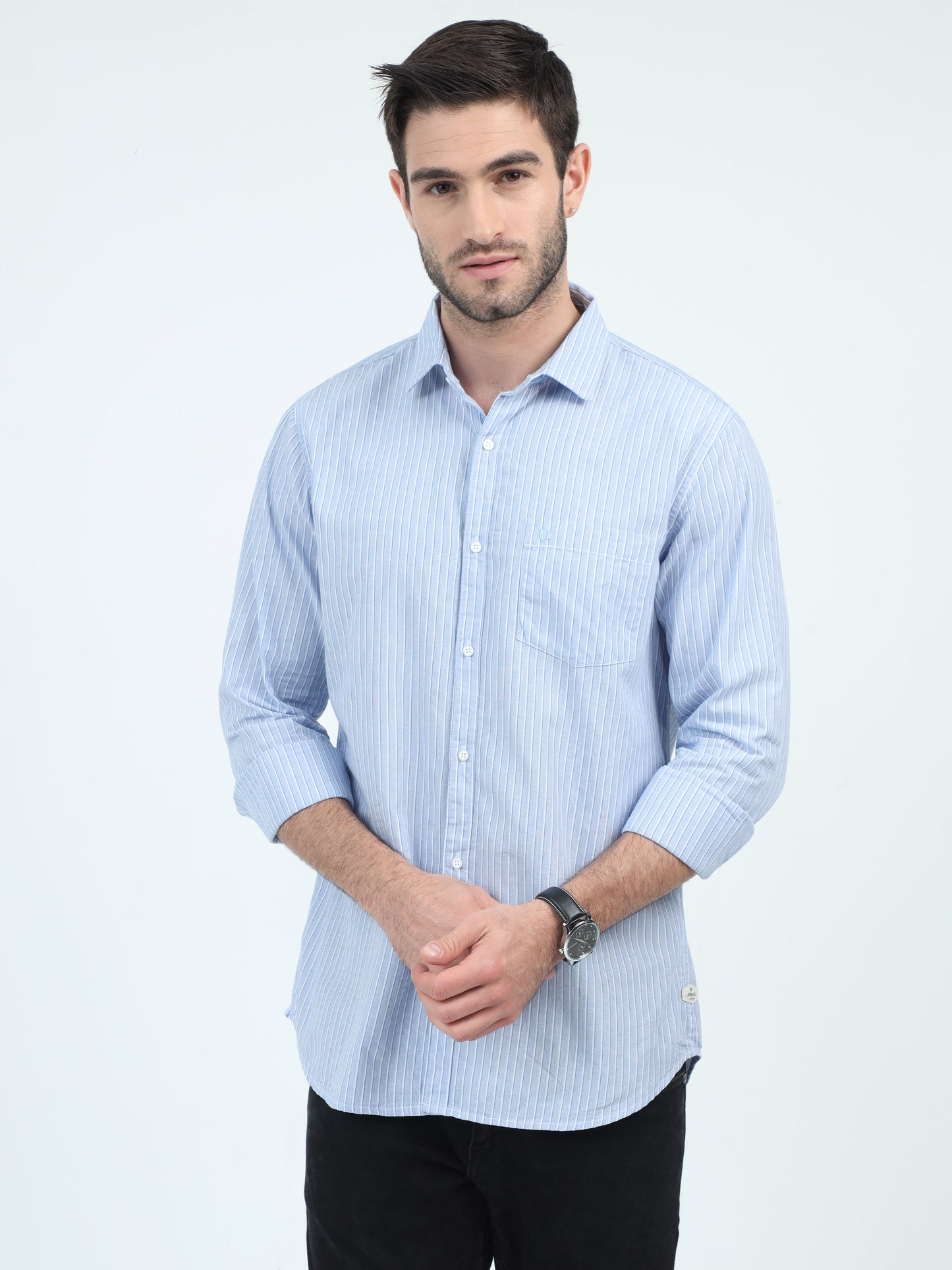 Urbaro Edge Slim Blue Stripe Shirt