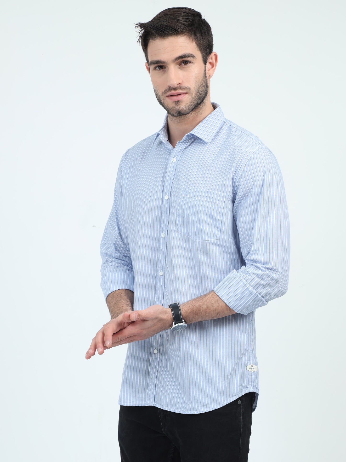 Urbaro Edge Slim Blue Stripe Shirt