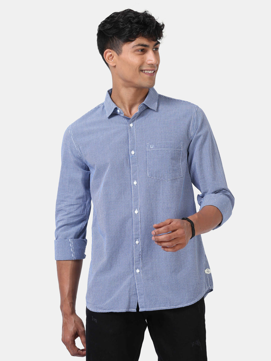 Subtle Micro Blue Checks shirt