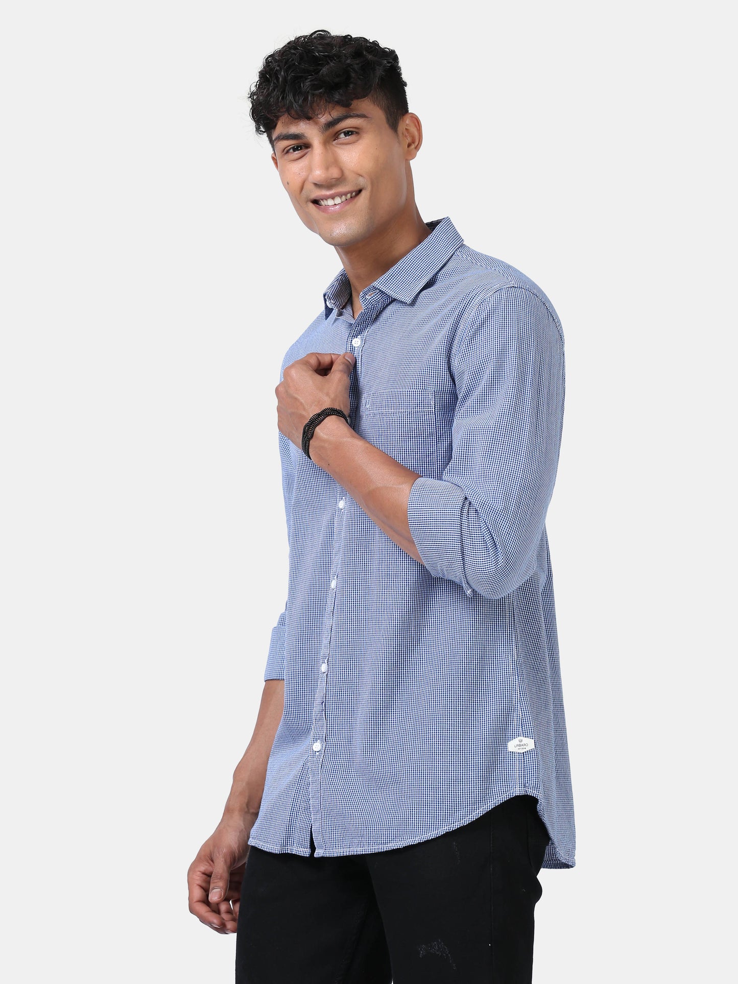 Subtle Micro Blue Checks shirt