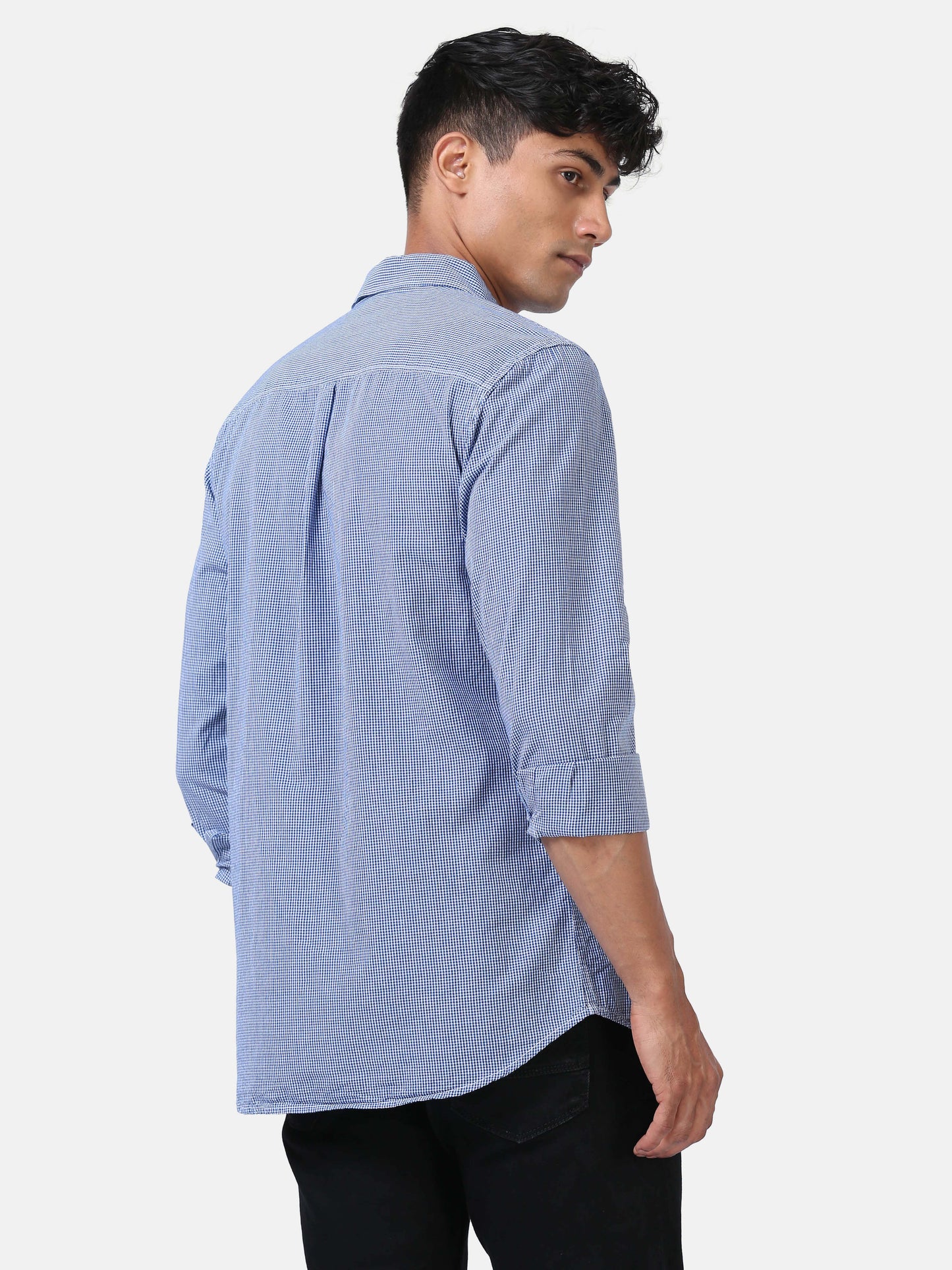 Subtle Micro Blue Checks shirt