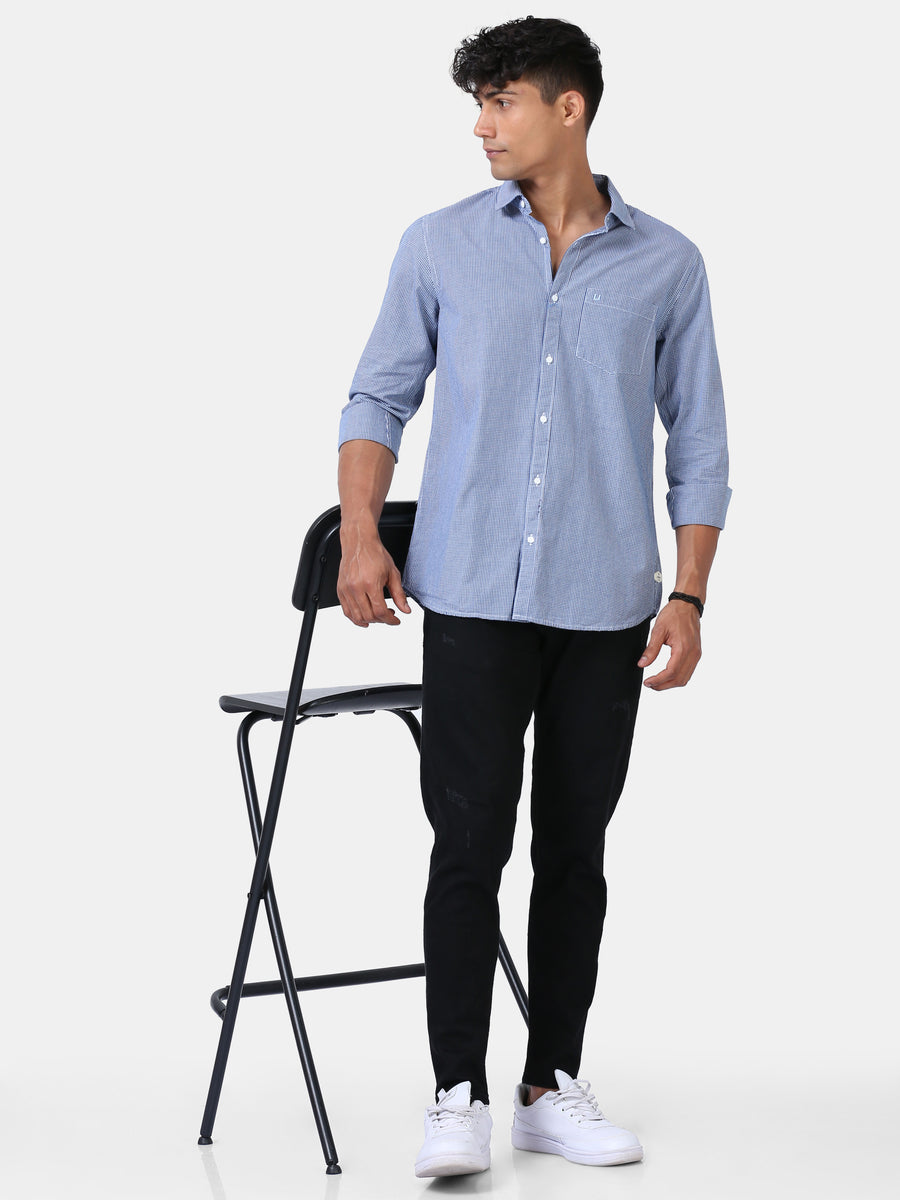 Subtle Micro Blue Checks shirt