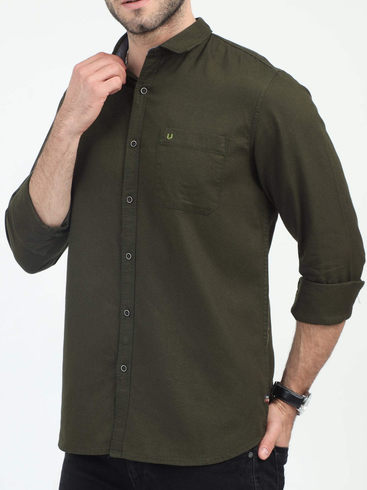 Olive Aura Attire Plain Shirt