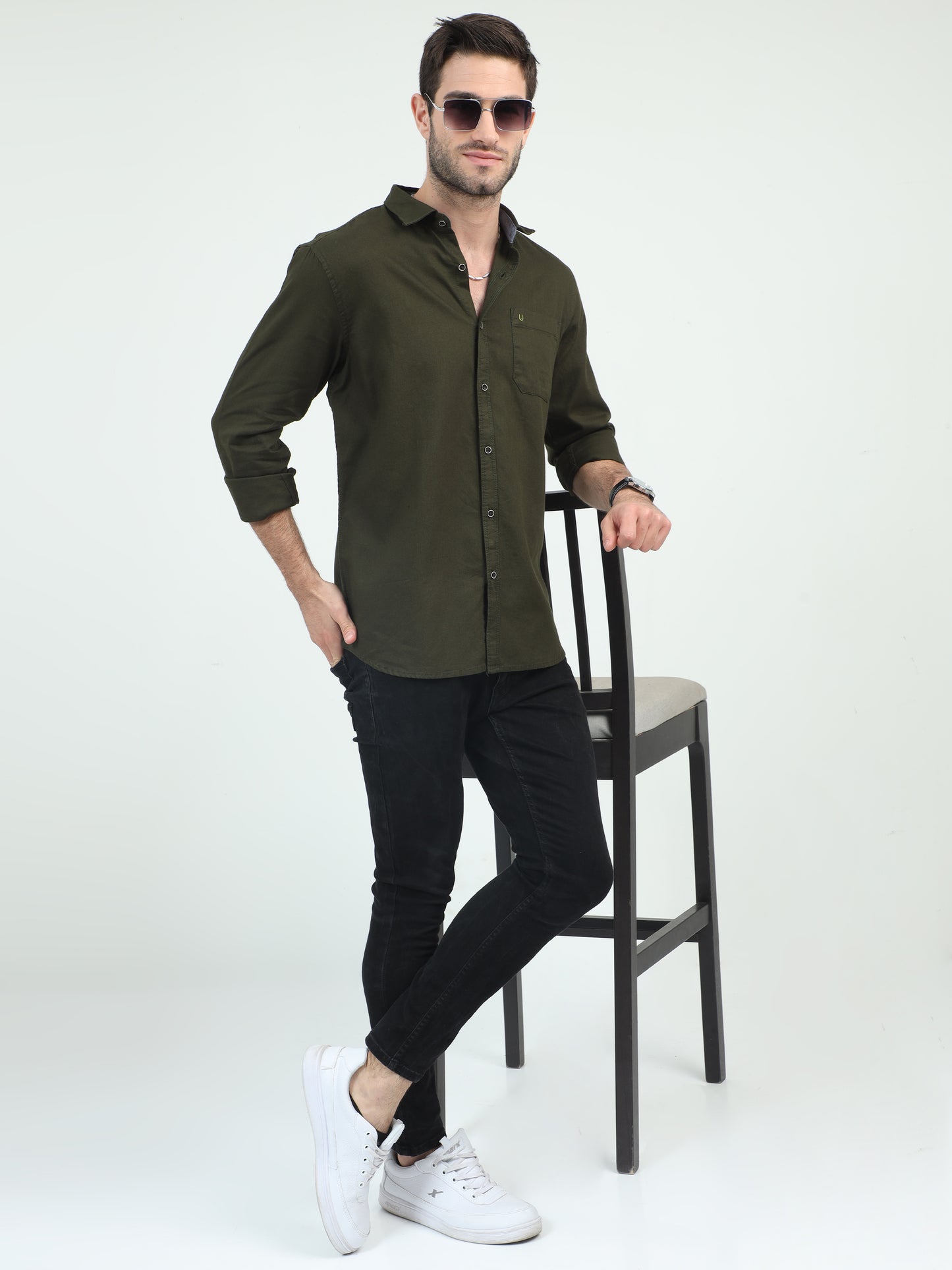 Olive Aura Attire Plain Shirt