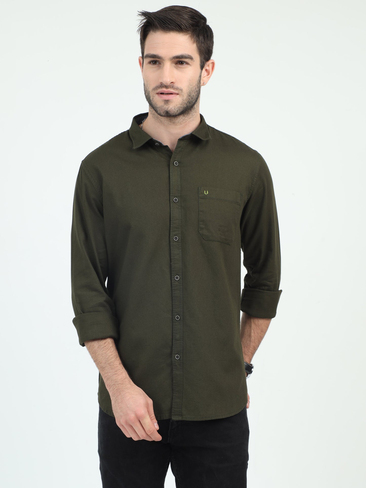 Olive Aura Attire Plain Shirt