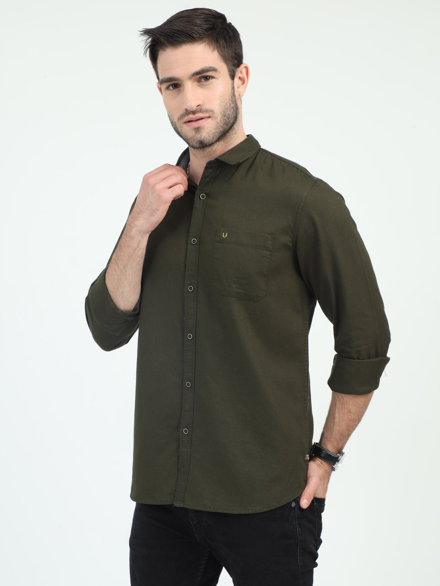 Olive Aura Attire Plain Shirt