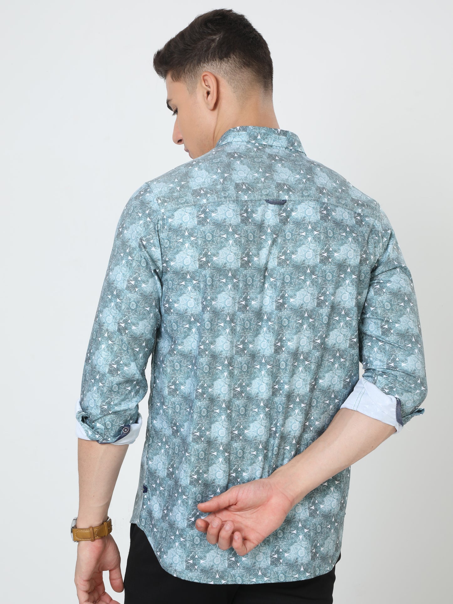 Green Full Sleeve Print Shirt