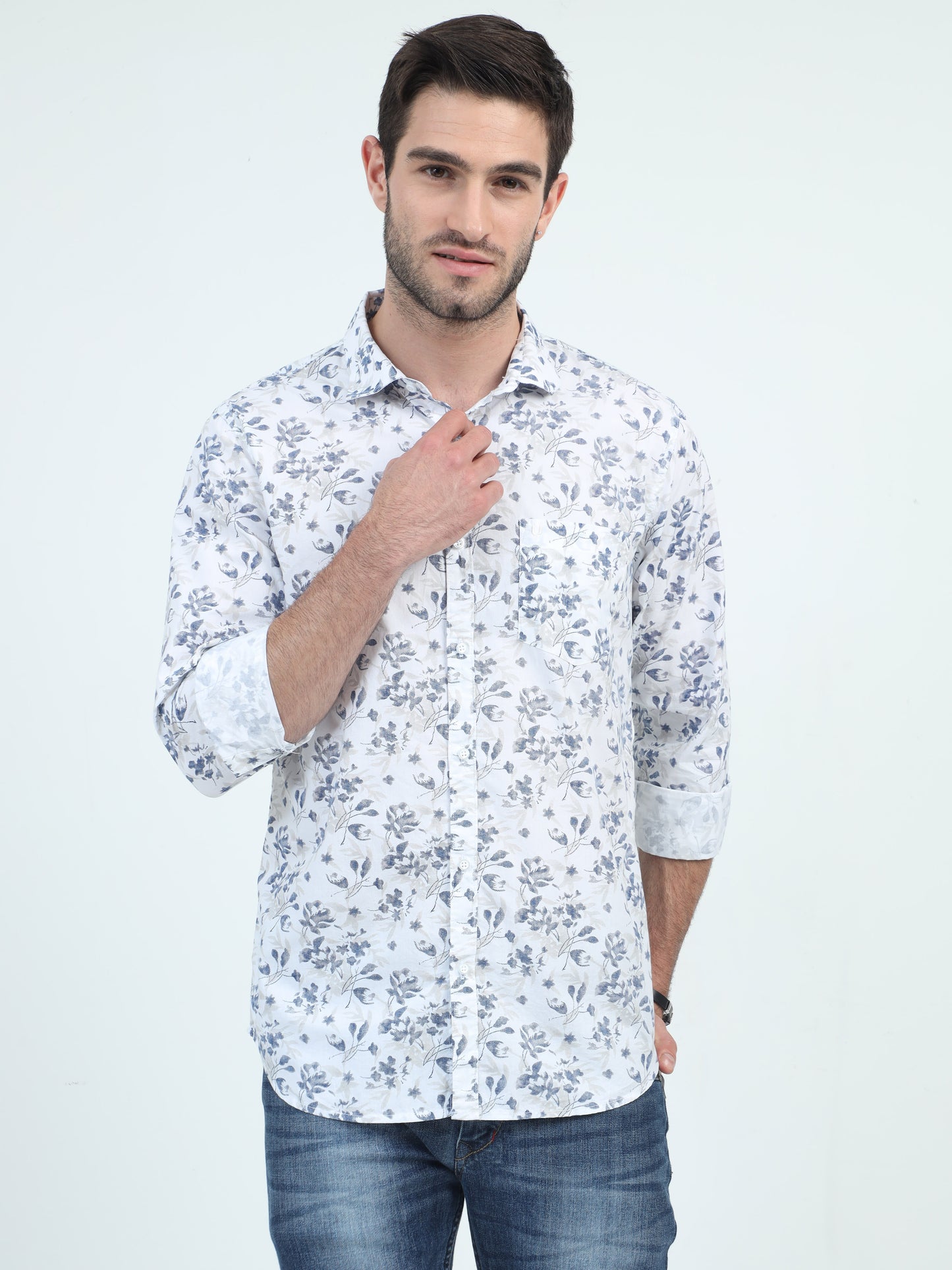 Floral Fusion Men's Statement White Shirt
