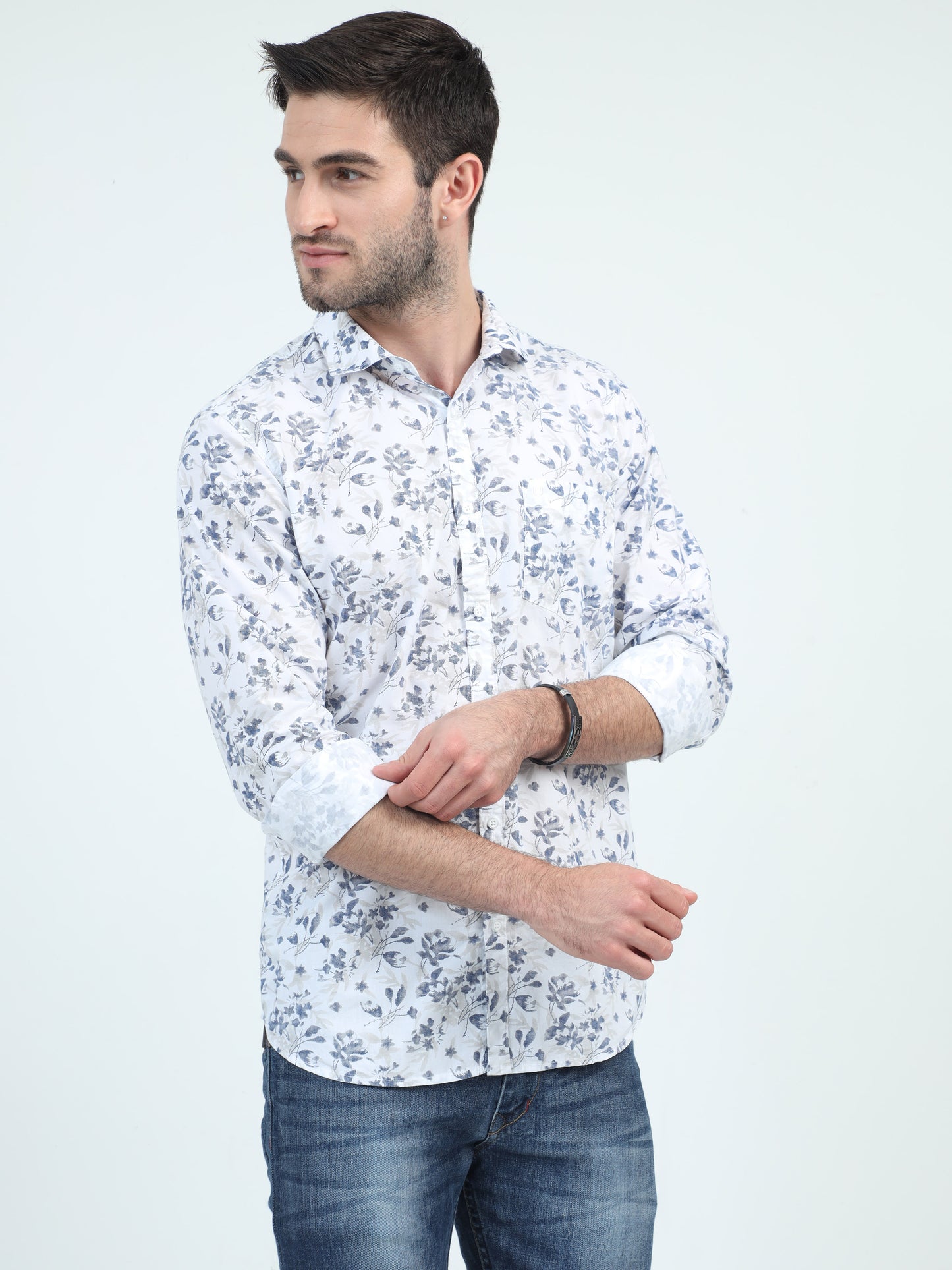 Floral Fusion Men's Statement White Shirt