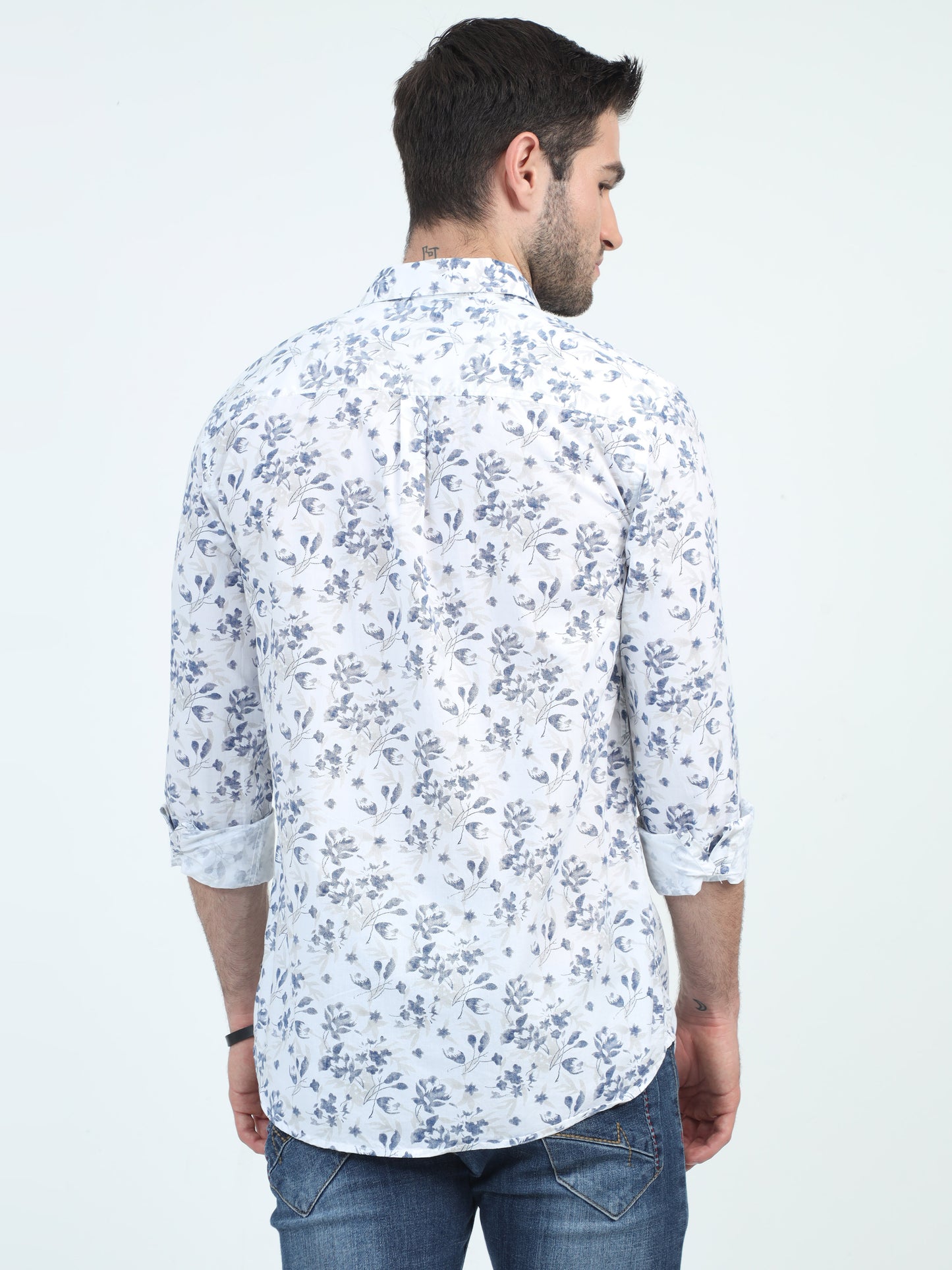 Floral Fusion Men's Statement White Shirt