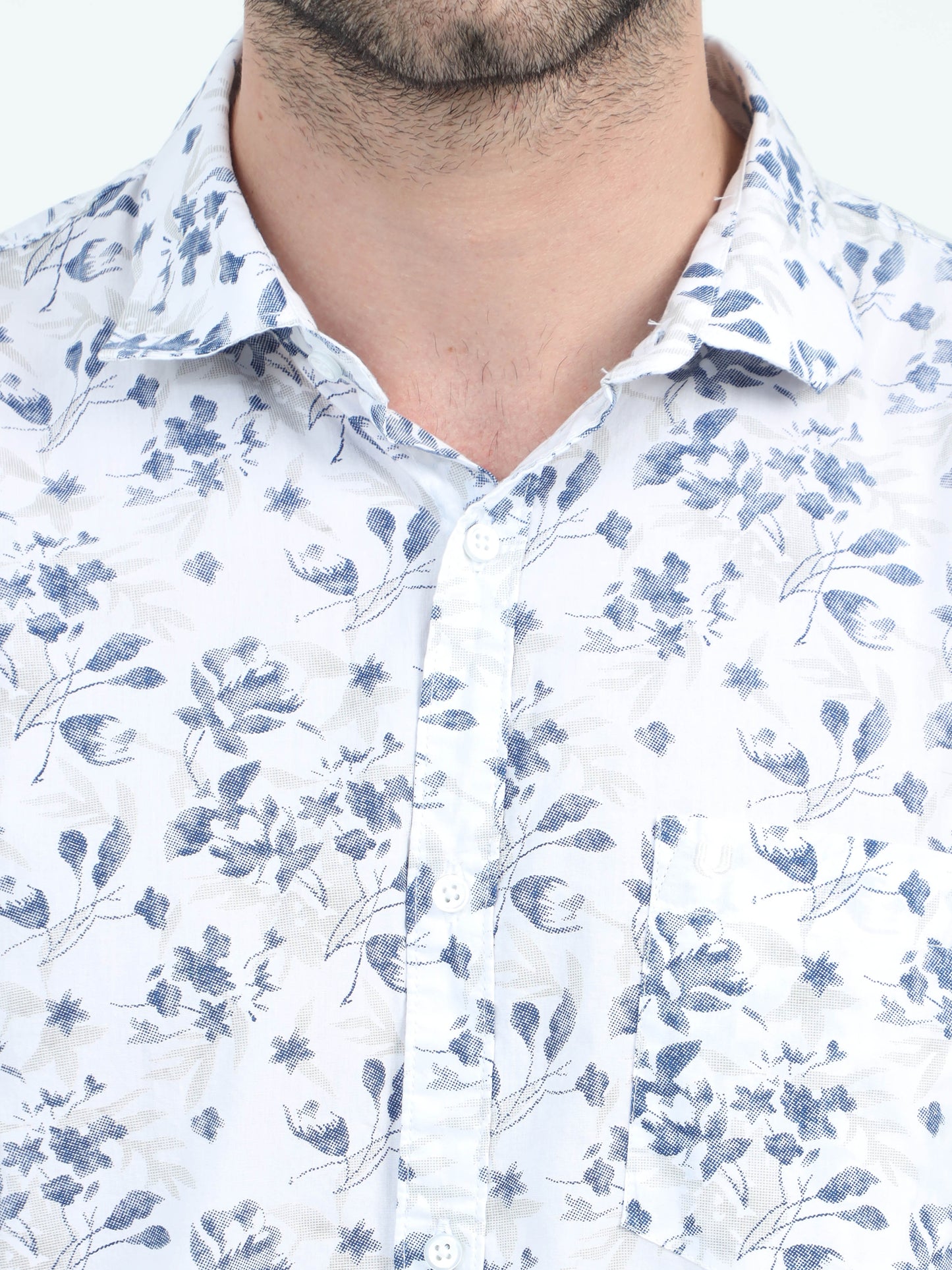 Floral Fusion Men's Statement White Shirt