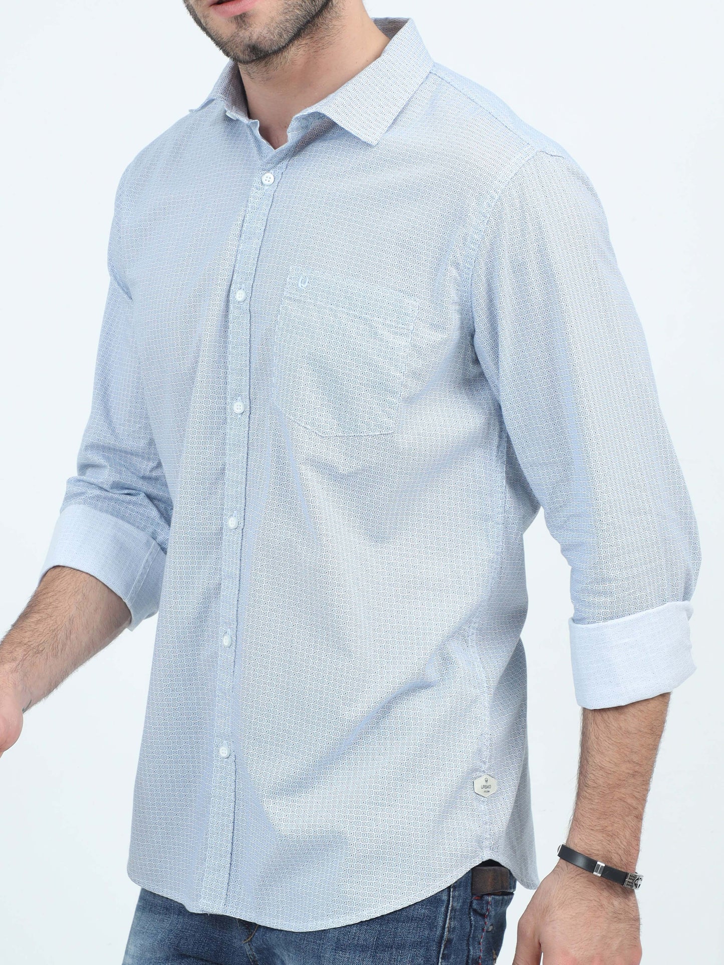 Urbaro Edge Slim Stripe White Shirt