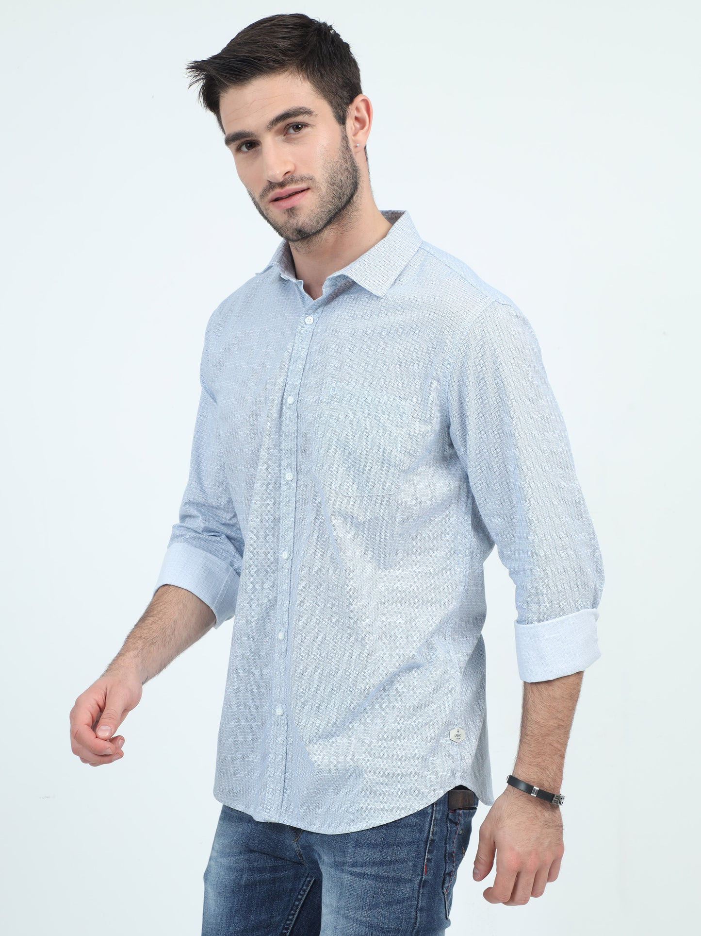 Urbaro Edge Slim Stripe White Shirt