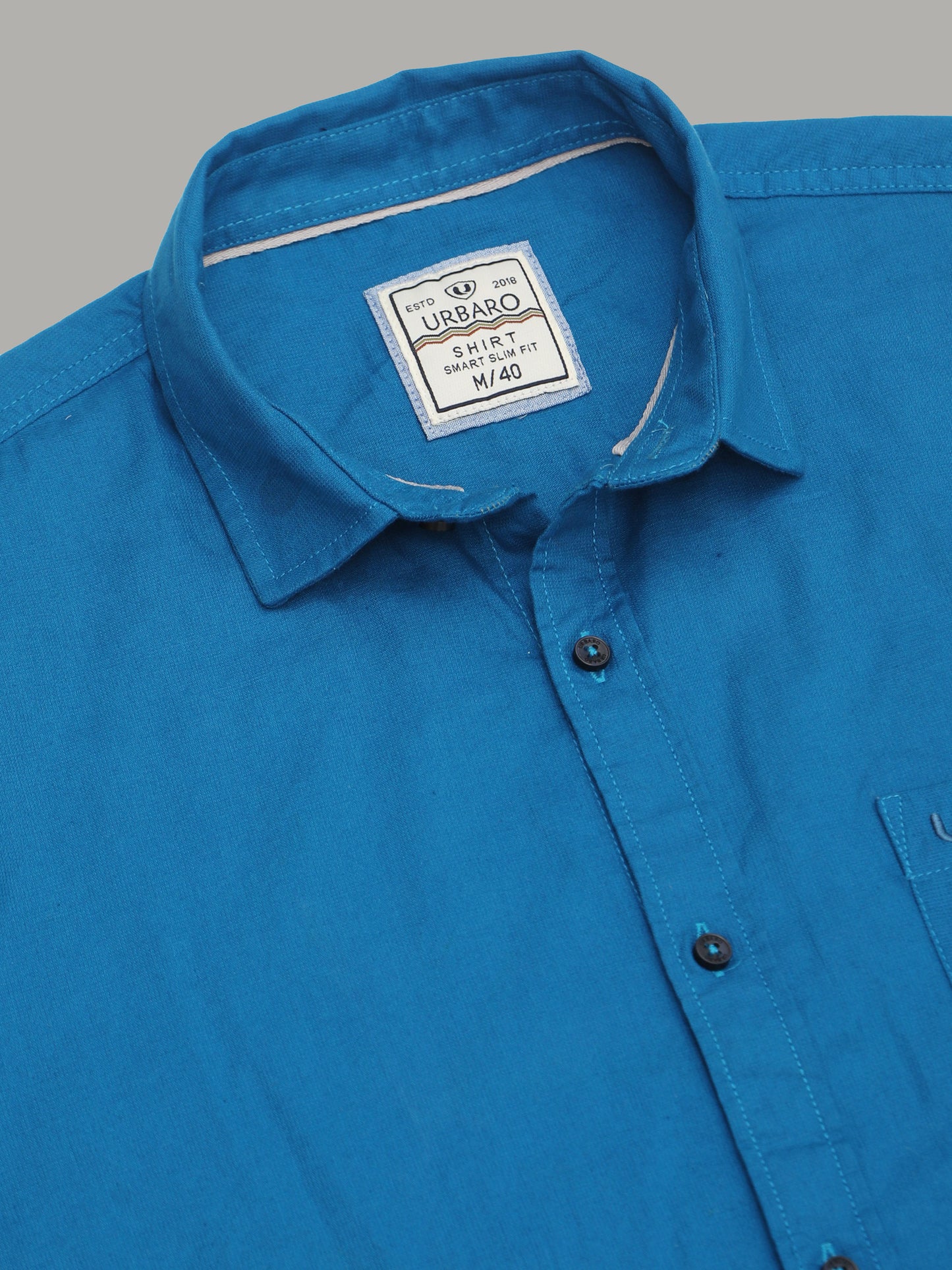 Structured City Style Solid Blue Shirts