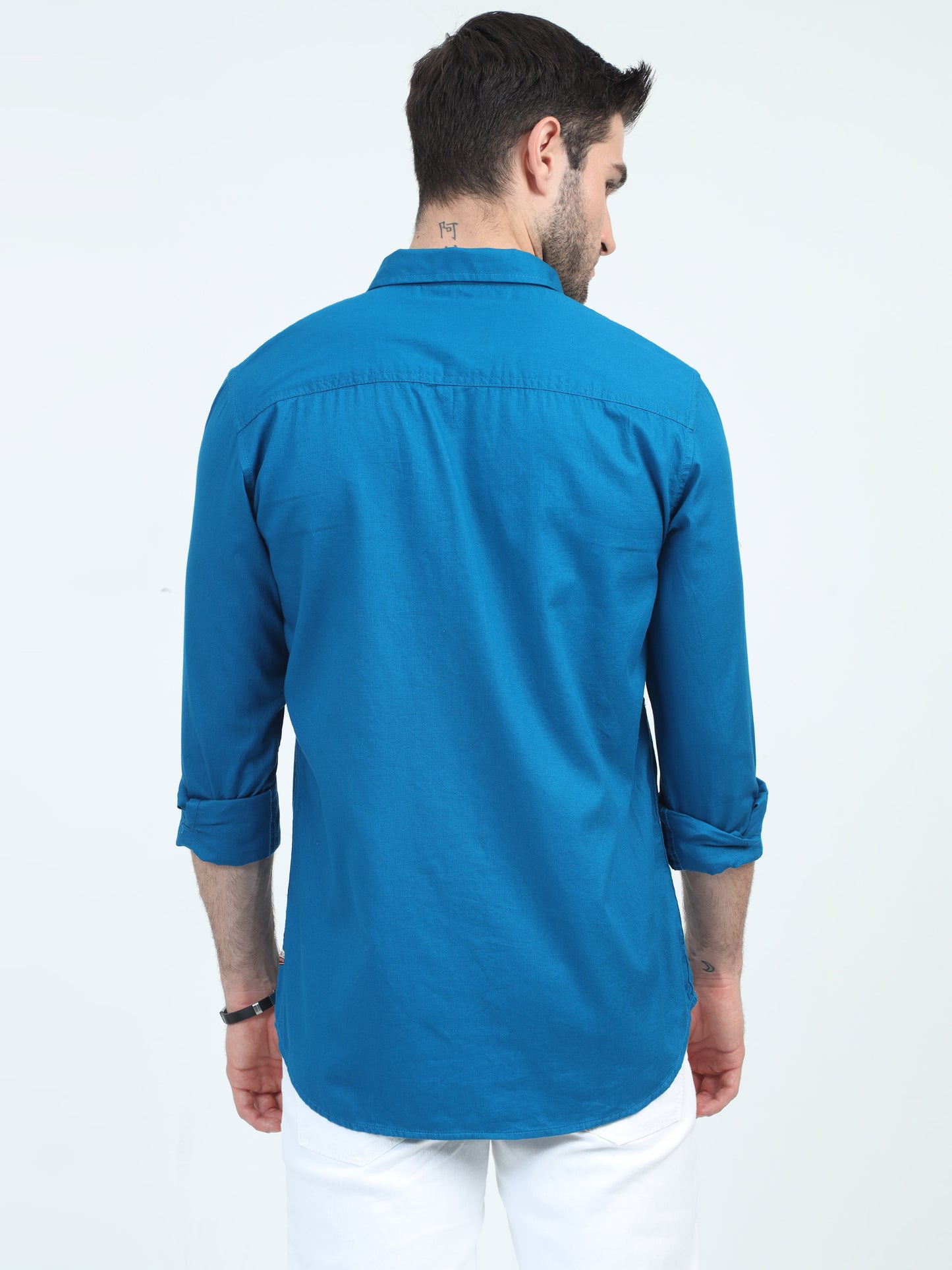 Structured City Style Solid Blue Shirts