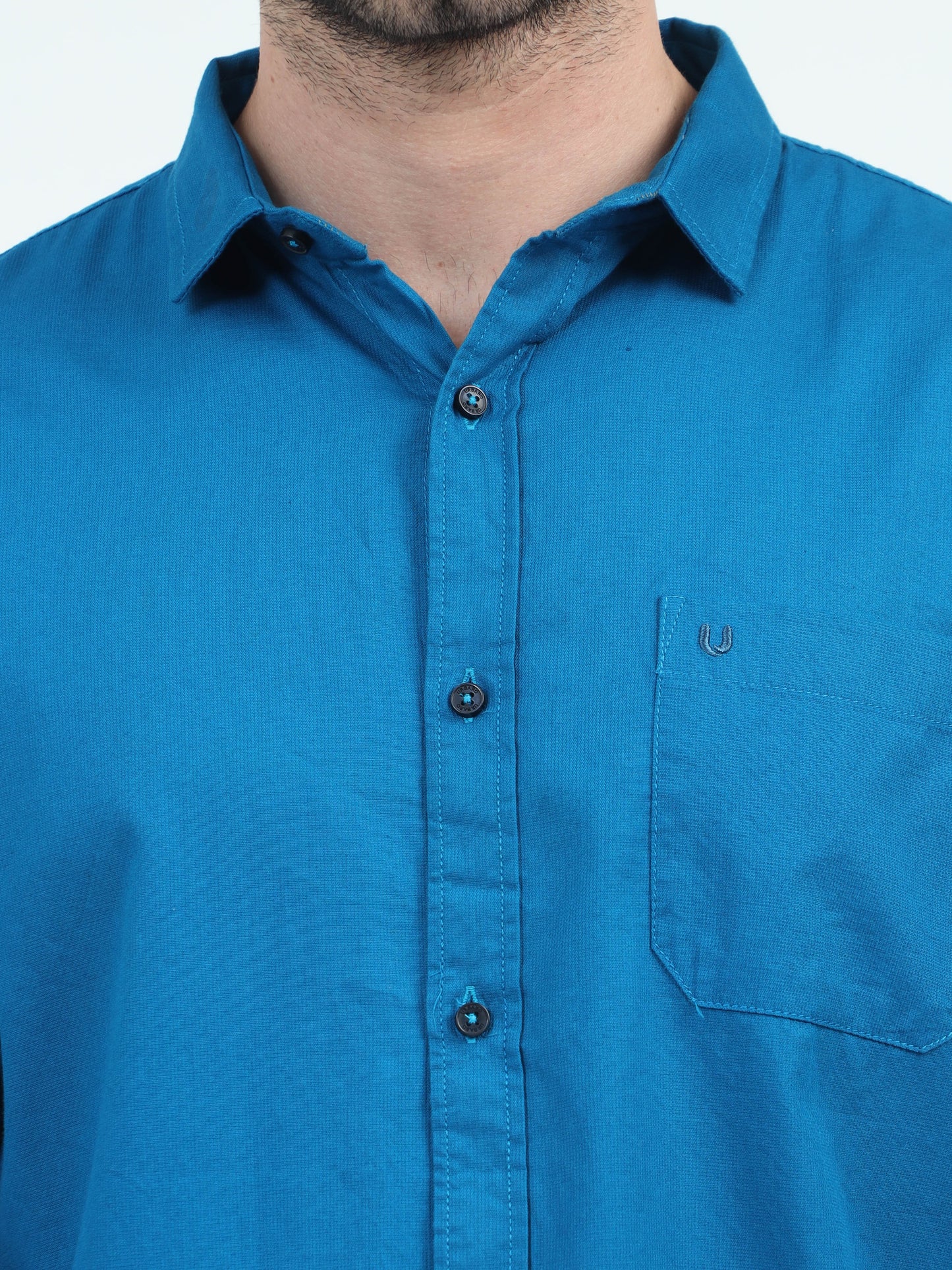 Structured City Style Solid Blue Shirts