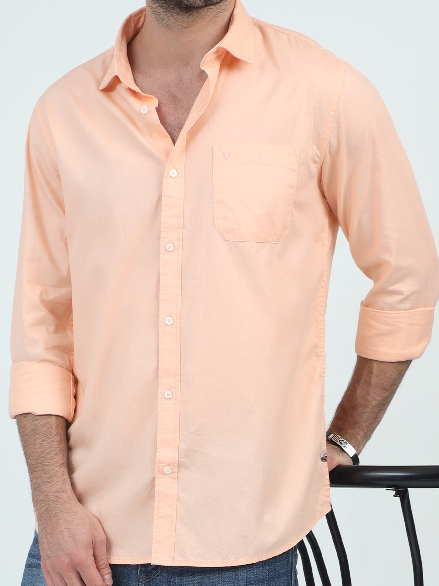 Casual Class Solid Orange Shirt