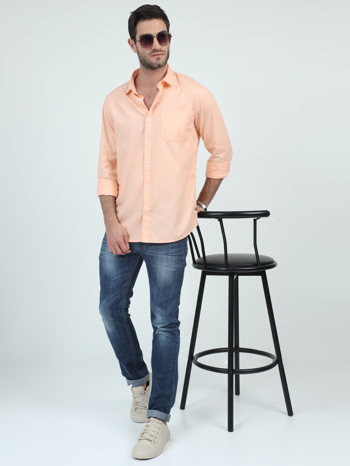 Casual Class Solid Orange Shirt