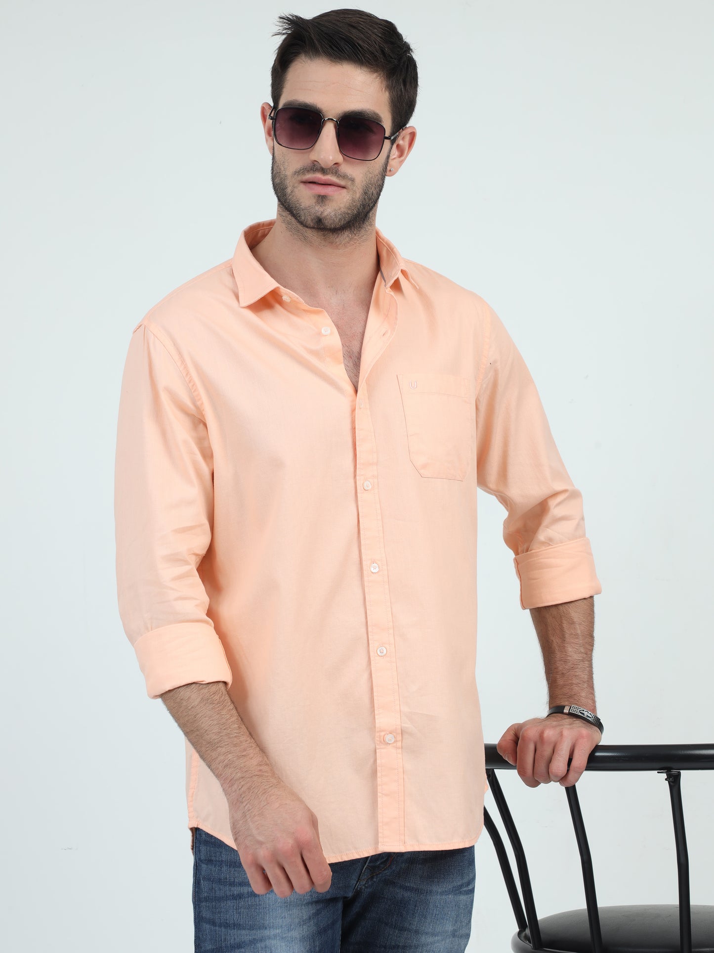 Casual Class Solid Orange Shirt