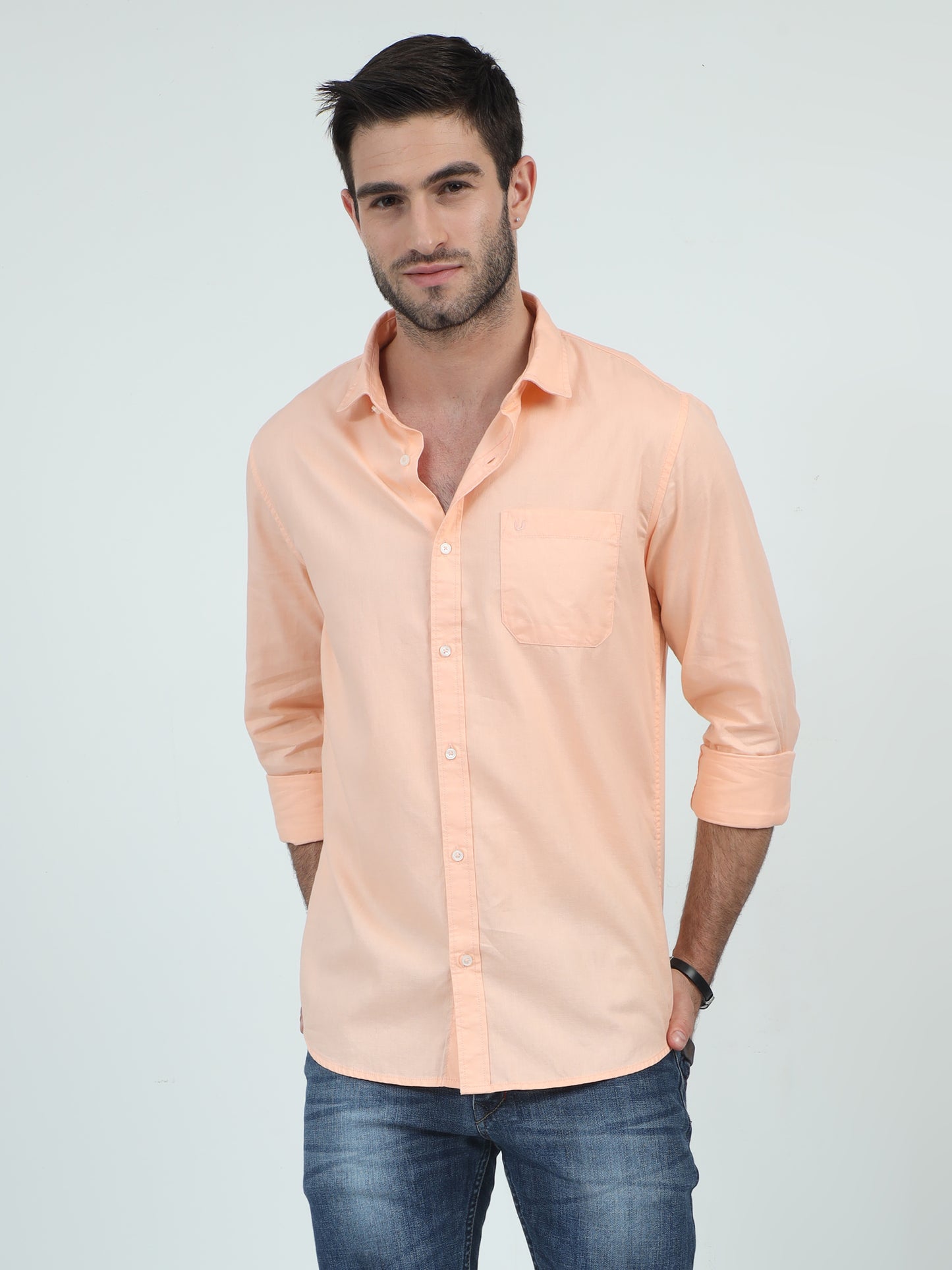 Casual Class Solid Orange Shirt