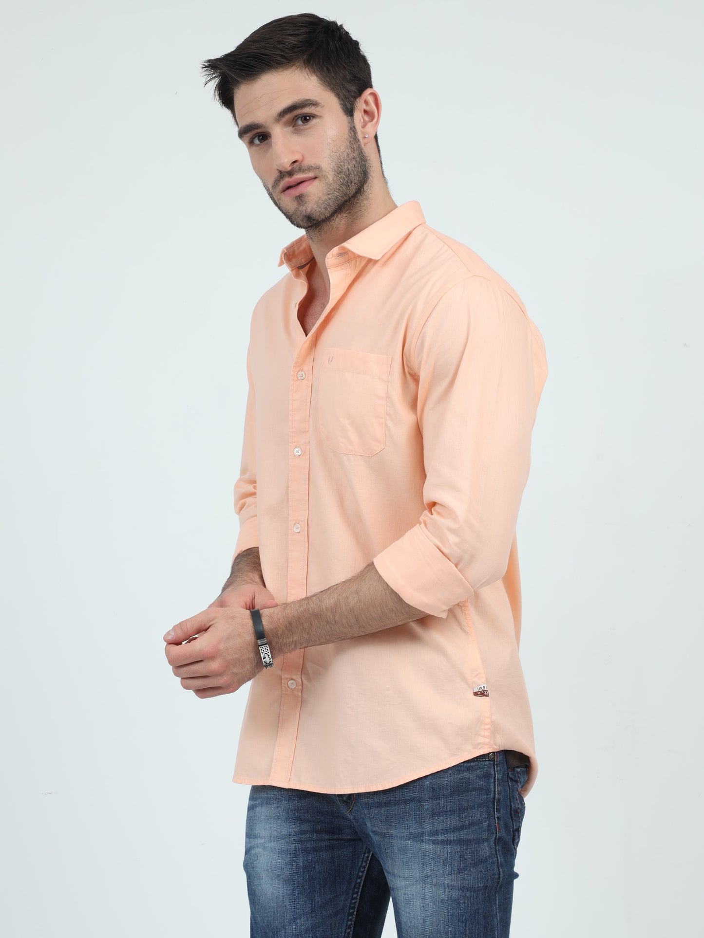 Casual Class Solid Orange Shirt